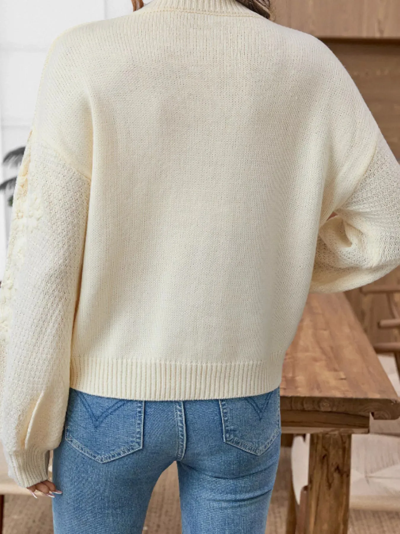 Flower Round Neck Long Sleeve Sweater sold by Charming Charlie product image thumbnail 3