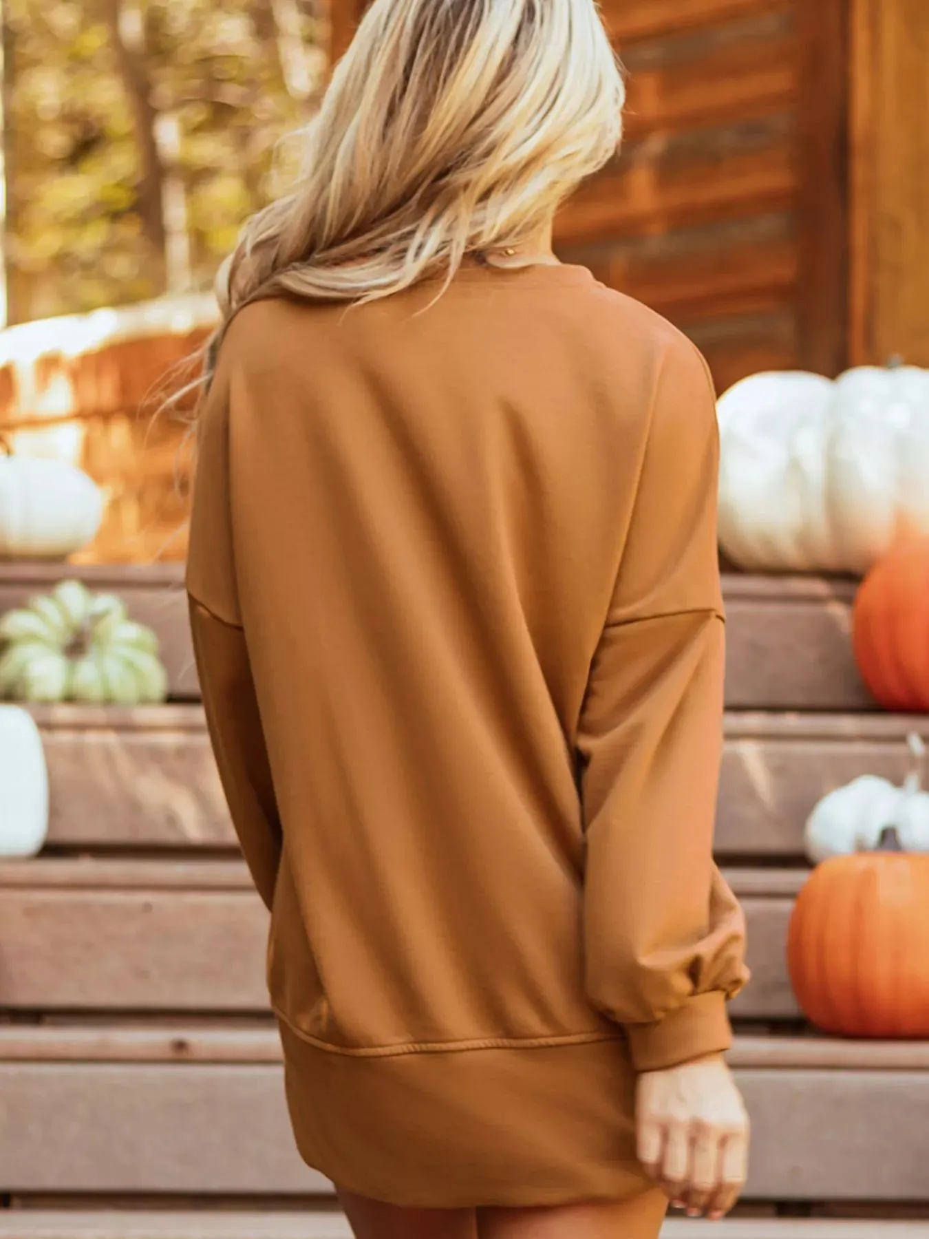 Happy Halloween Graphic Notched Long Sleeve Loose Top sold by Charming Charlie product image thumbnail 2
