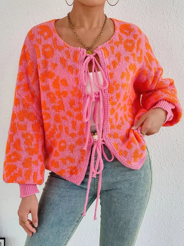 Leopard Tie Front Cardigan sold by Charming Charlie