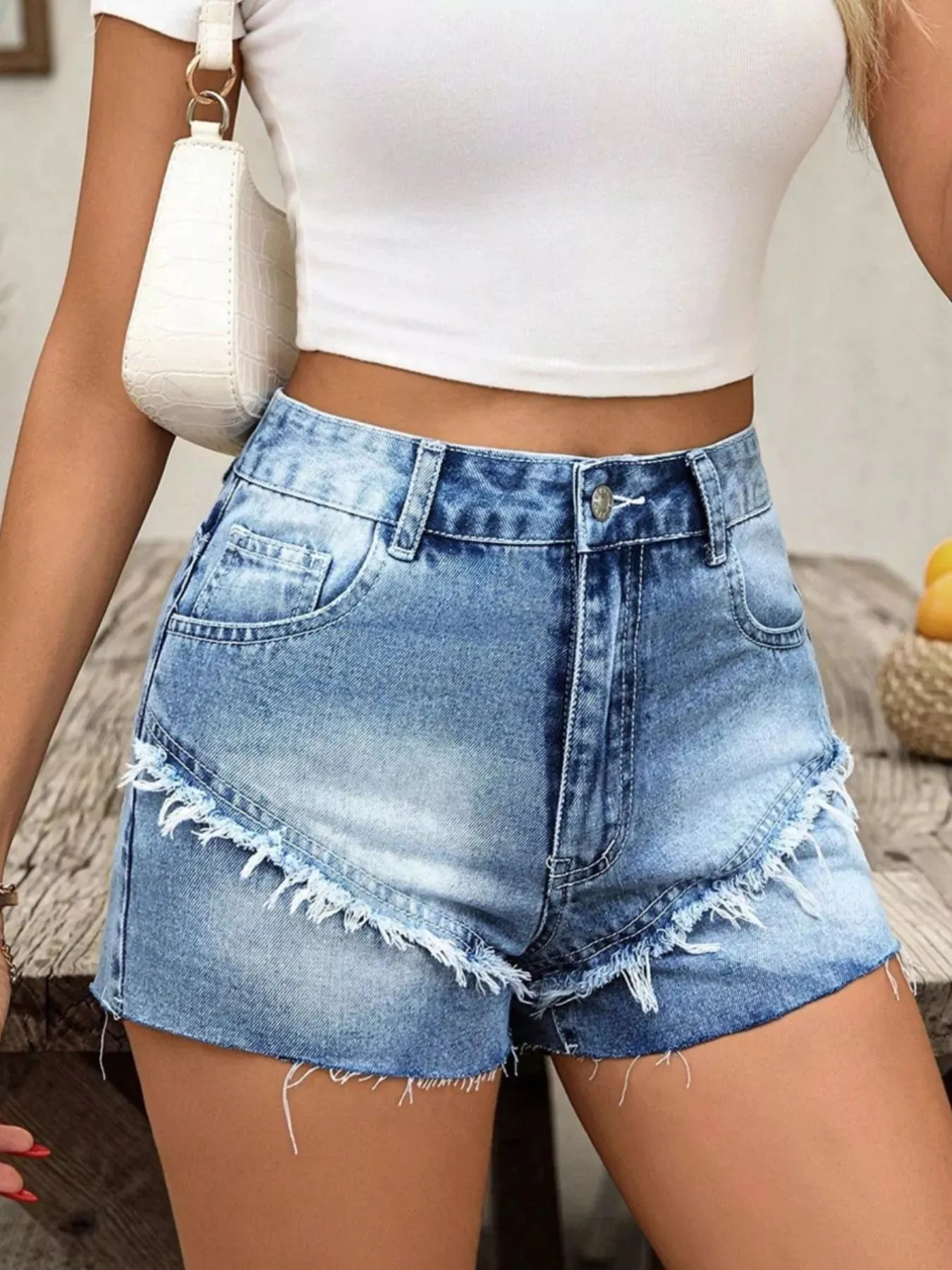 Raw Hem Denim Shorts sold by Charming Charlie product image thumbnail 2