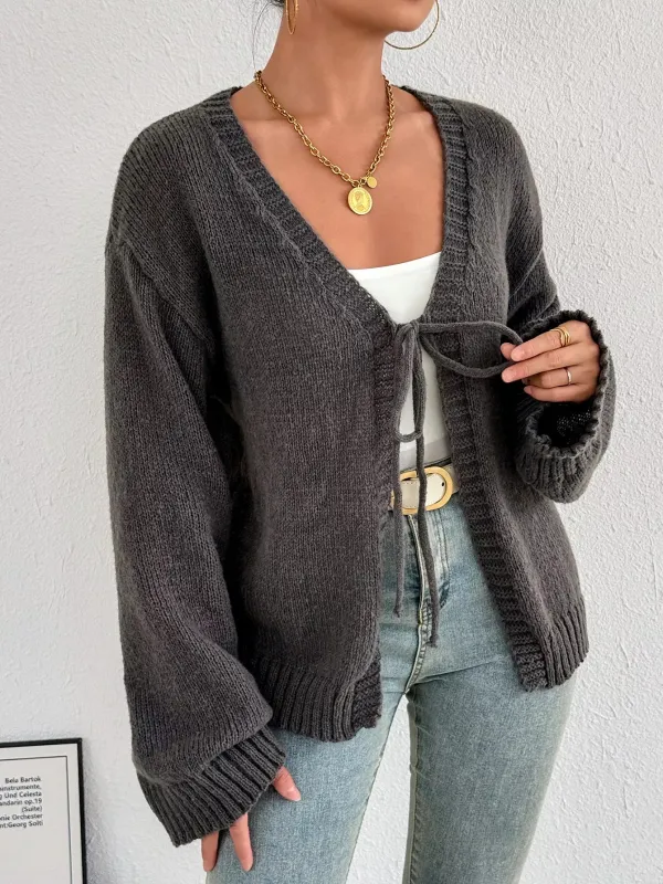 Tie-Front Dropped Shoulder Cardigan sold by Charming Charlie