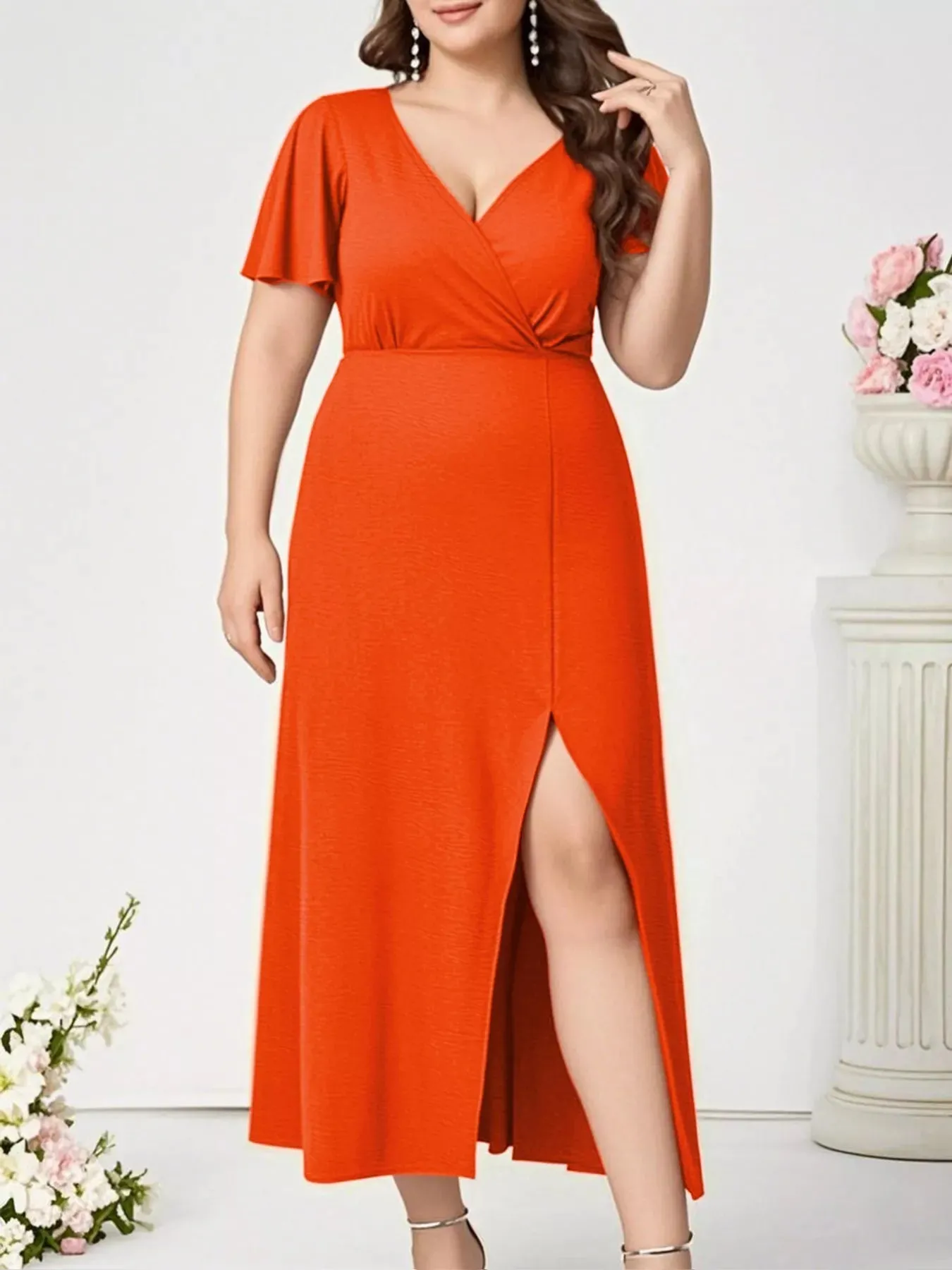 Plus Size Surplice Flutter Sleeve Dress sold by Charming Charlie