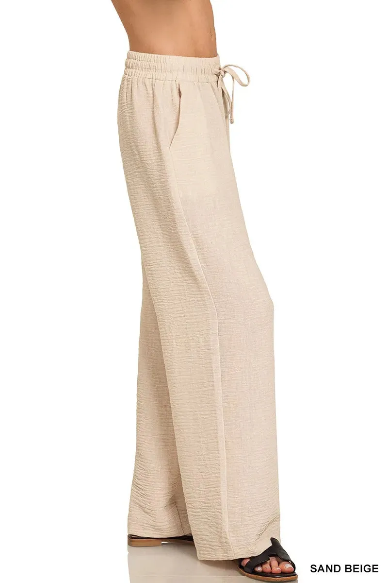 Zenana Woven Crepe Elastic Band Pants sold by Charming Charlie product image thumbnail 2