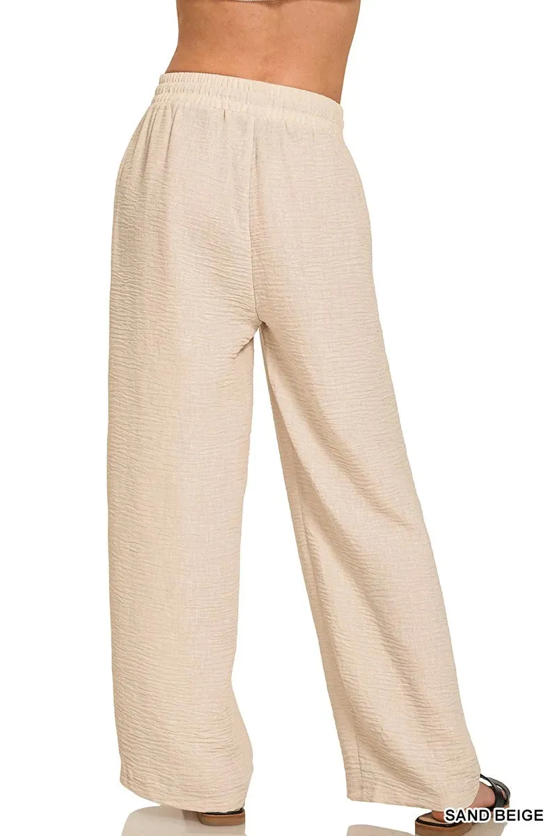 Zenana Woven Crepe Elastic Band Pants sold by Charming Charlie product image thumbnail 3