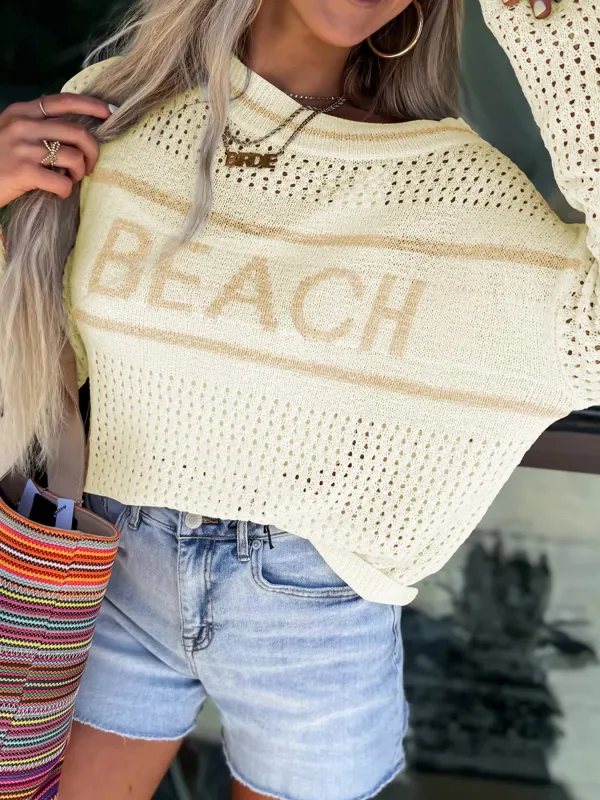 BEACH Hollow Out Knitted Lightweight Dolman Sweater sold by Charming Charlie