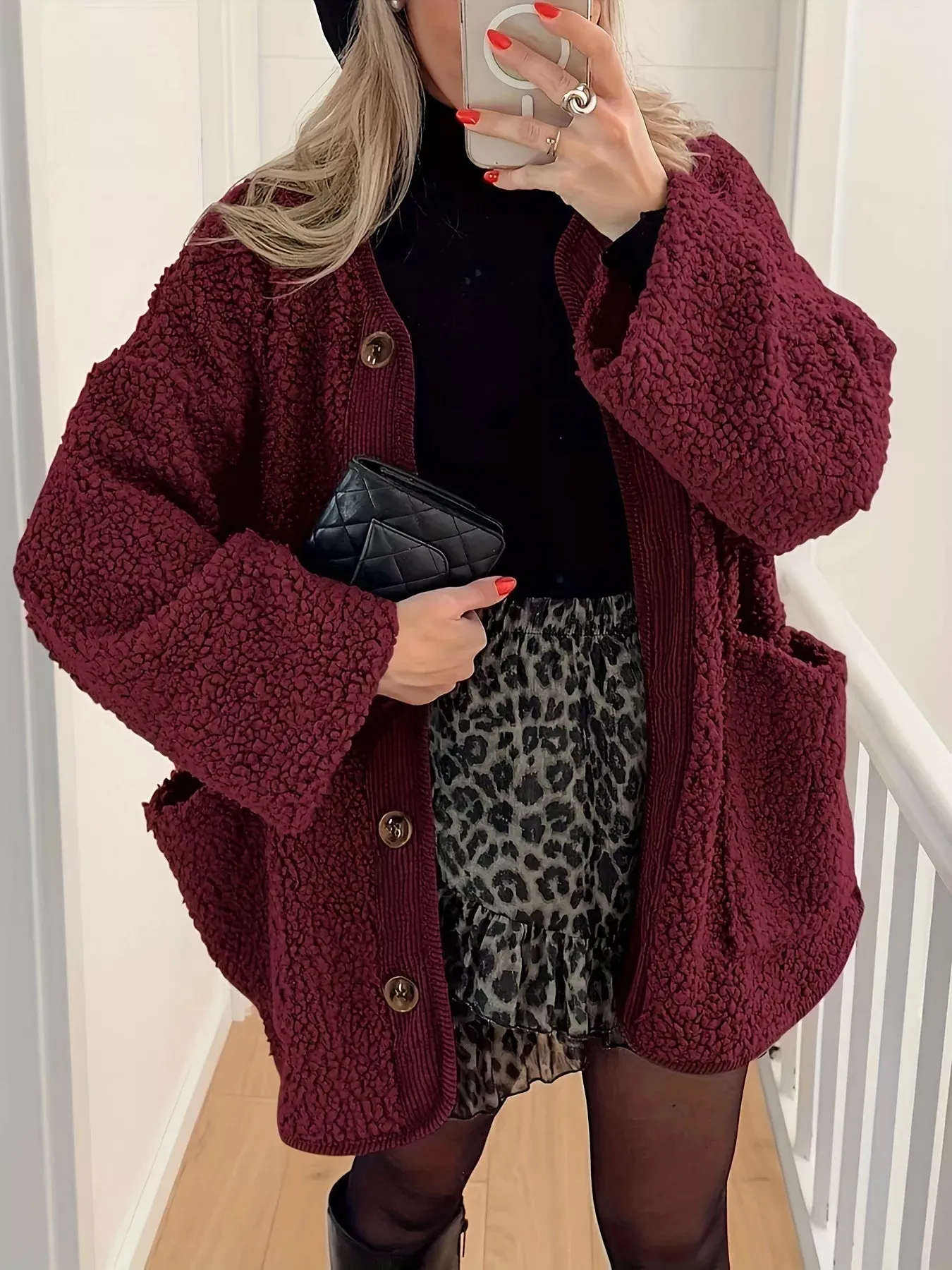 Sherpa Button-Up Outerwear sold by Charming Charlie product image thumbnail 5