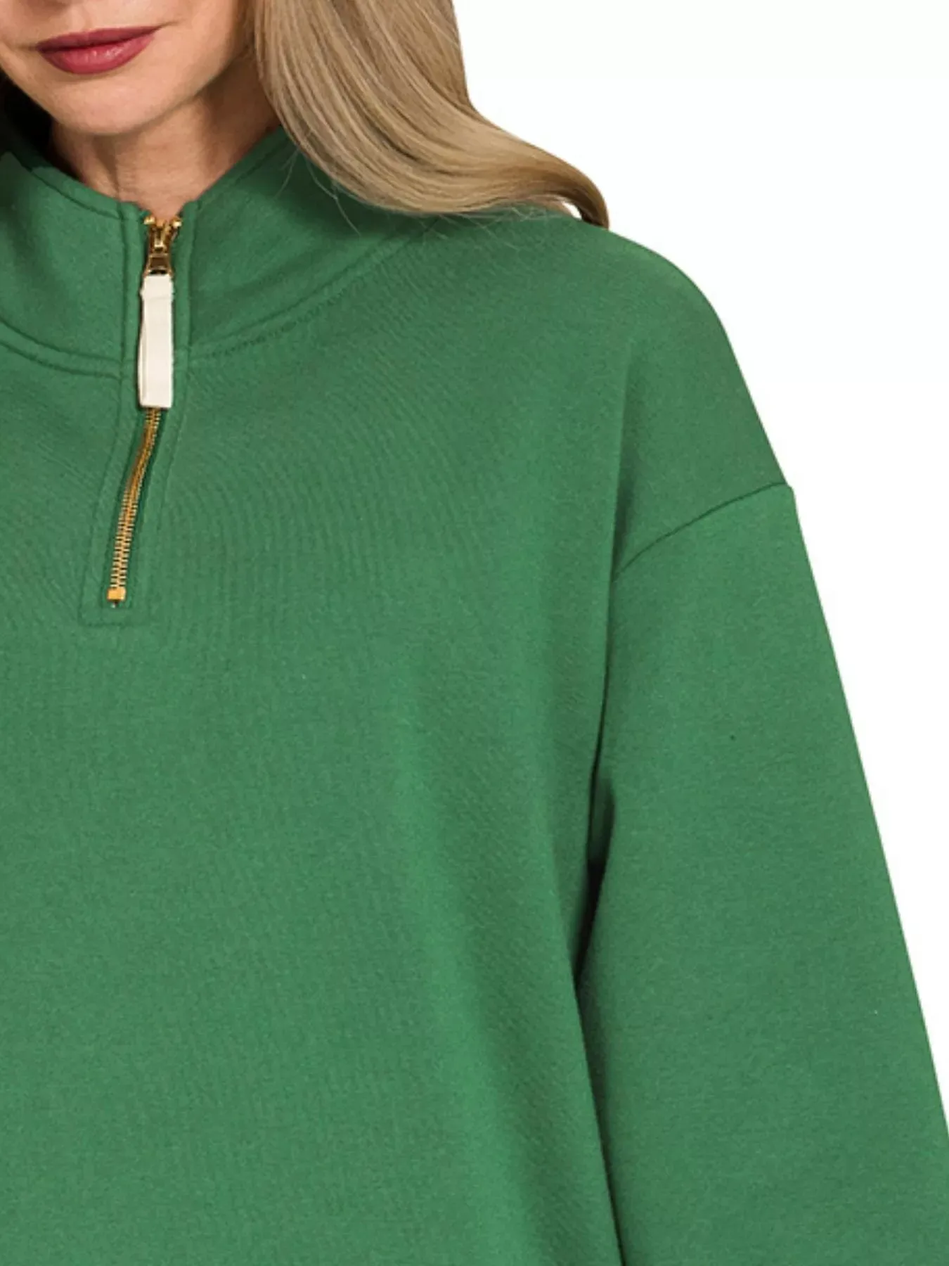 Zenana Fleece Half Zip Sweatshirt sold by Charming Charlie product image thumbnail 3