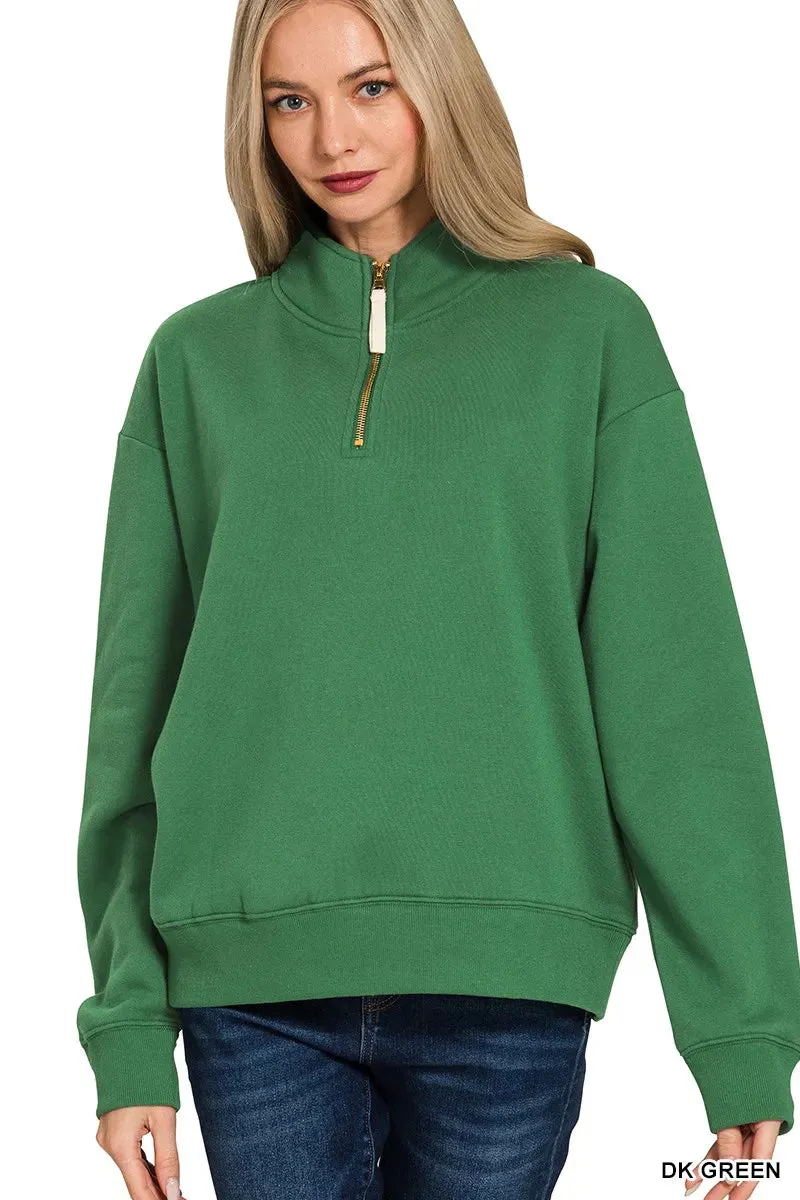 Zenana Fleece Half Zip Sweatshirt sold by Charming Charlie