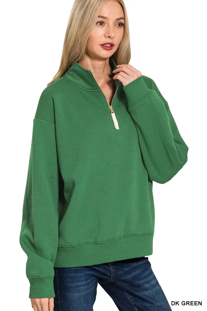Zenana Fleece Half Zip Sweatshirt sold by Charming Charlie product image thumbnail 2