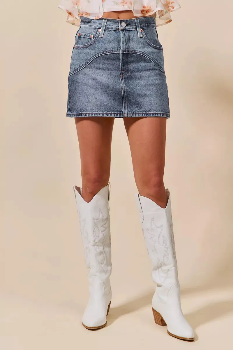 SO ME Washed Denim Mini Skirt with Pockets sold by Charming Charlie product image thumbnail 5