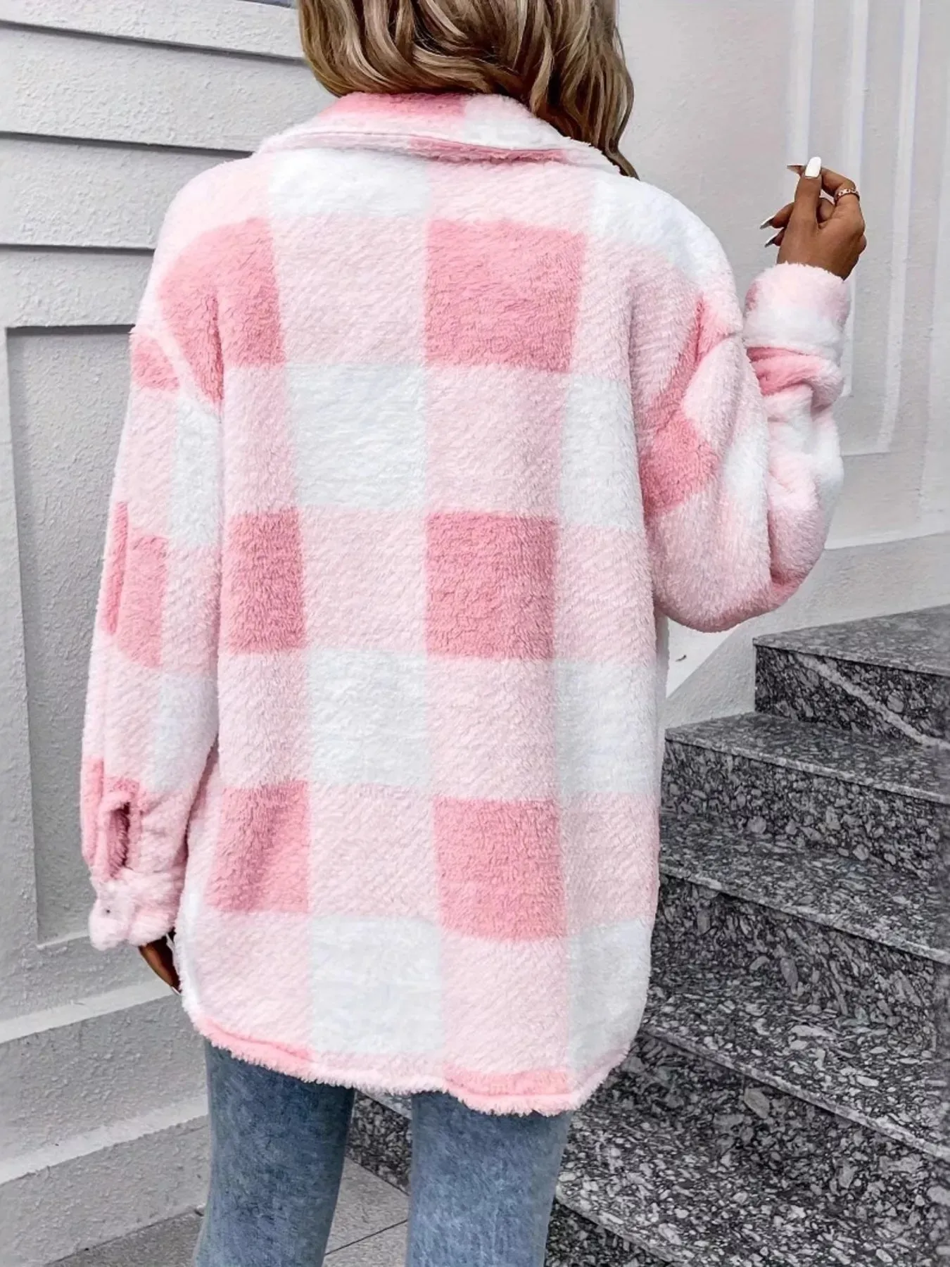 Plaid Fleece Button-Up Outerwear sold by Charming Charlie product image thumbnail 5