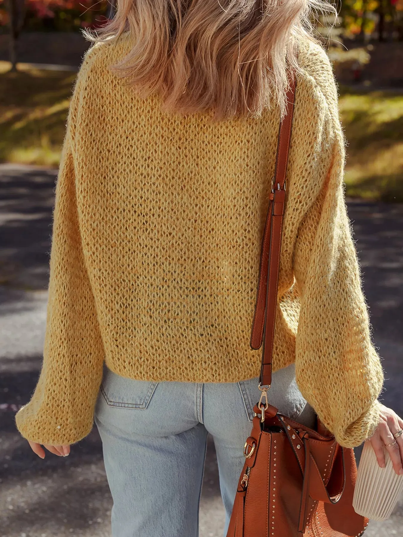 Lantern Sleeve Scallop V Neck Buttoned Front Cardigan sold by Charming Charlie product image thumbnail 2