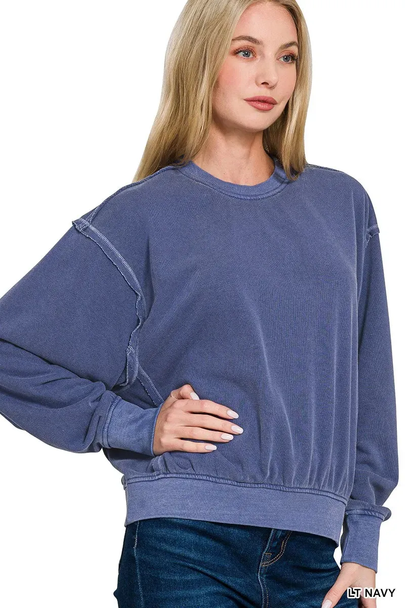 Zenana Soft Fleece Pigment Dye Round Neck Pullover sold by Charming Charlie product image thumbnail 2