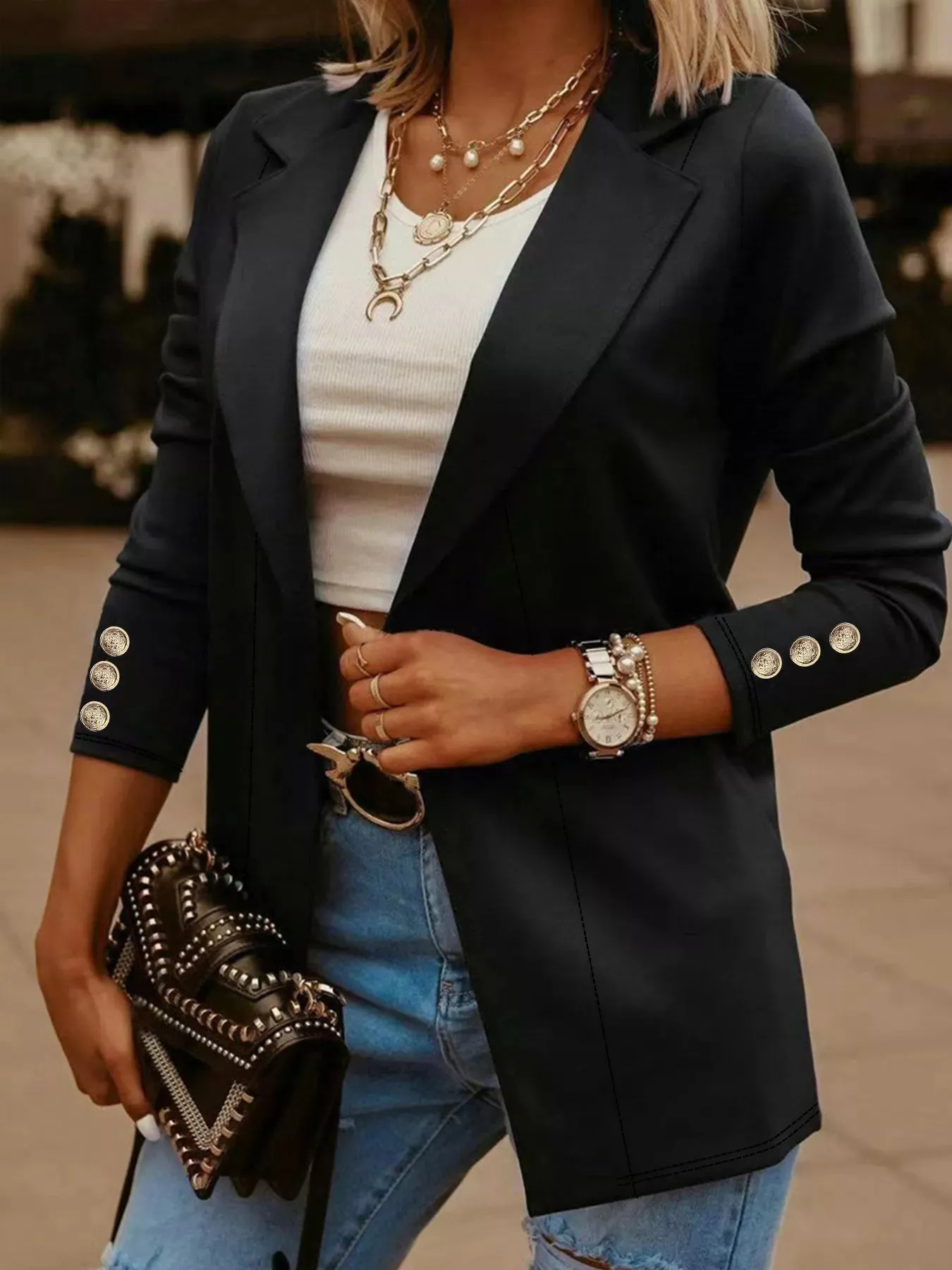 Open Front Lapel Collar Blazer sold by Charming Charlie product image thumbnail 5