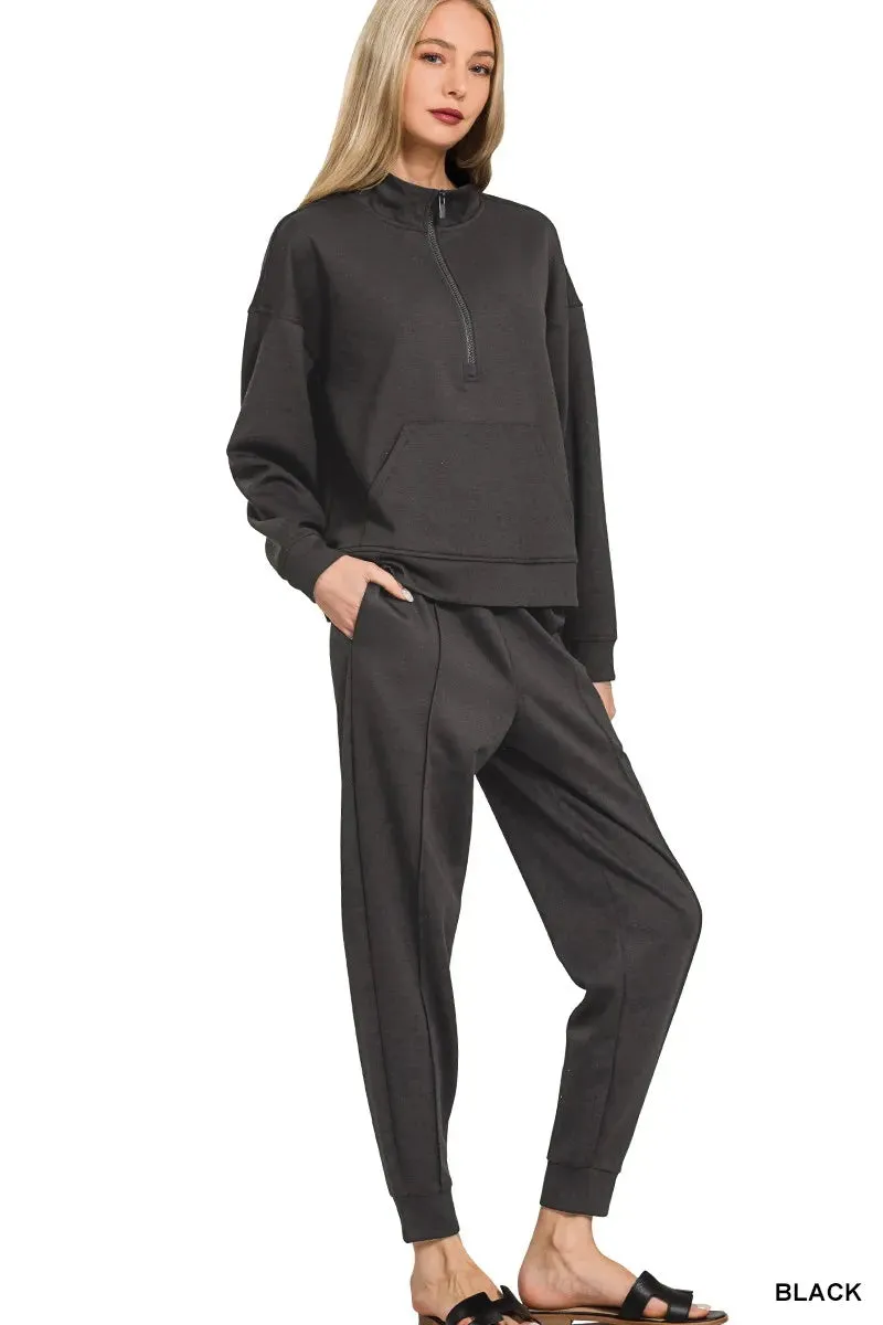 Zenana Scuba Half Zip Sweatshirt and Joggers Set sold by Charming Charlie product image thumbnail 2
