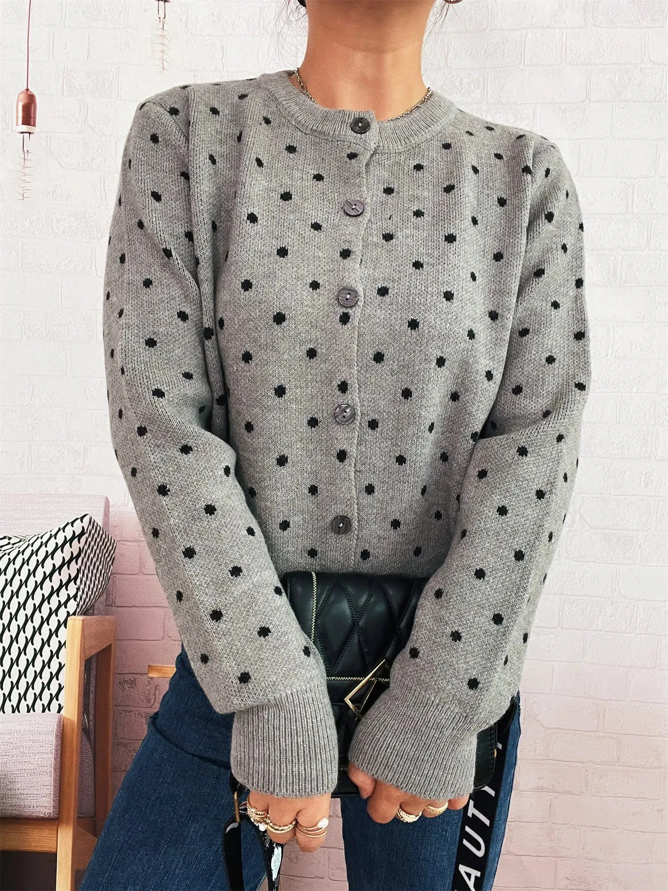 Polka Dot Button-Up Cardigan sold by Charming Charlie product image thumbnail 5