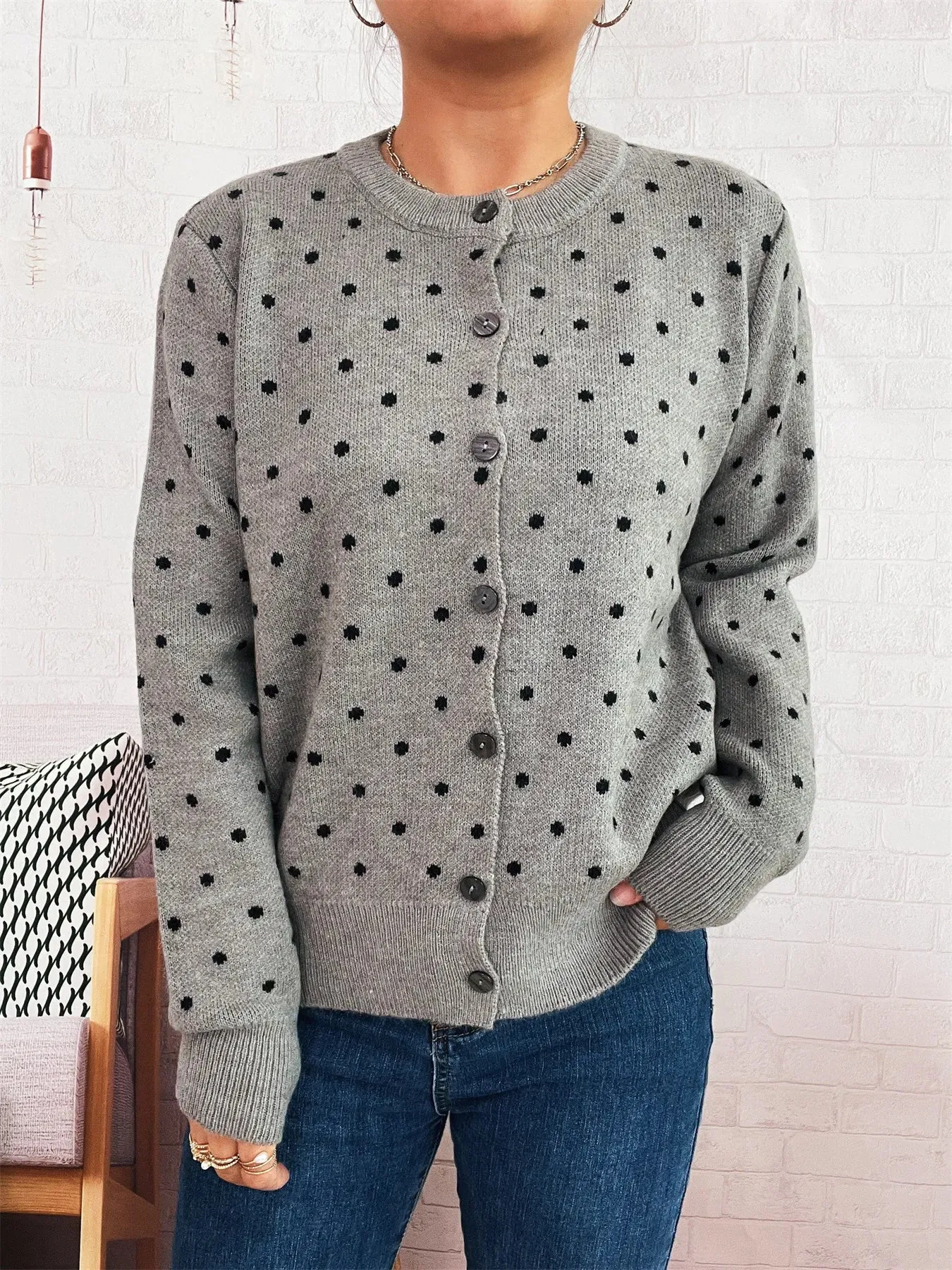 Polka Dot Button-Up Cardigan sold by Charming Charlie product image thumbnail 3