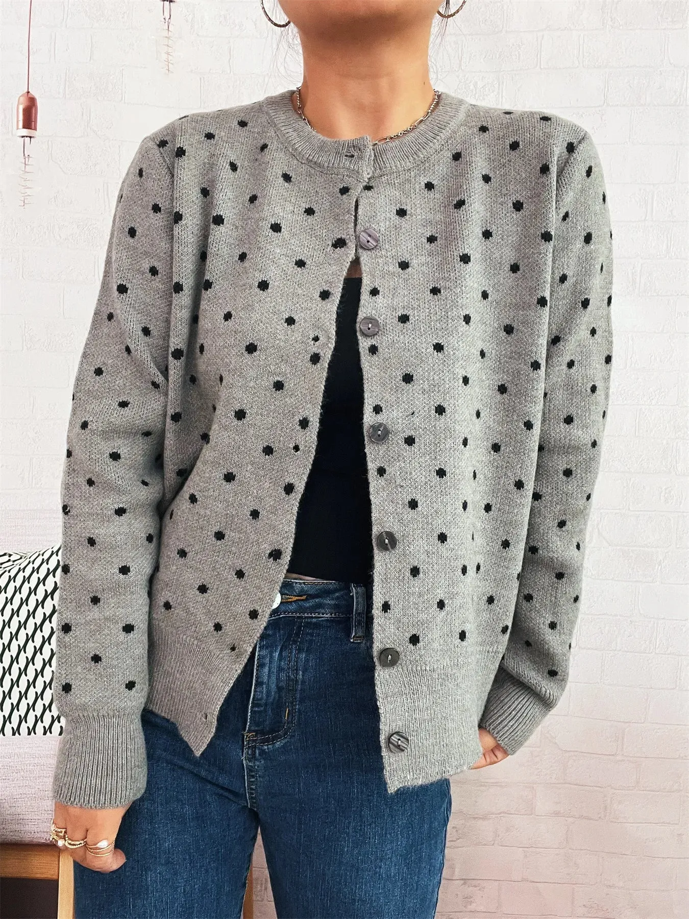 Polka Dot Button-Up Cardigan sold by Charming Charlie