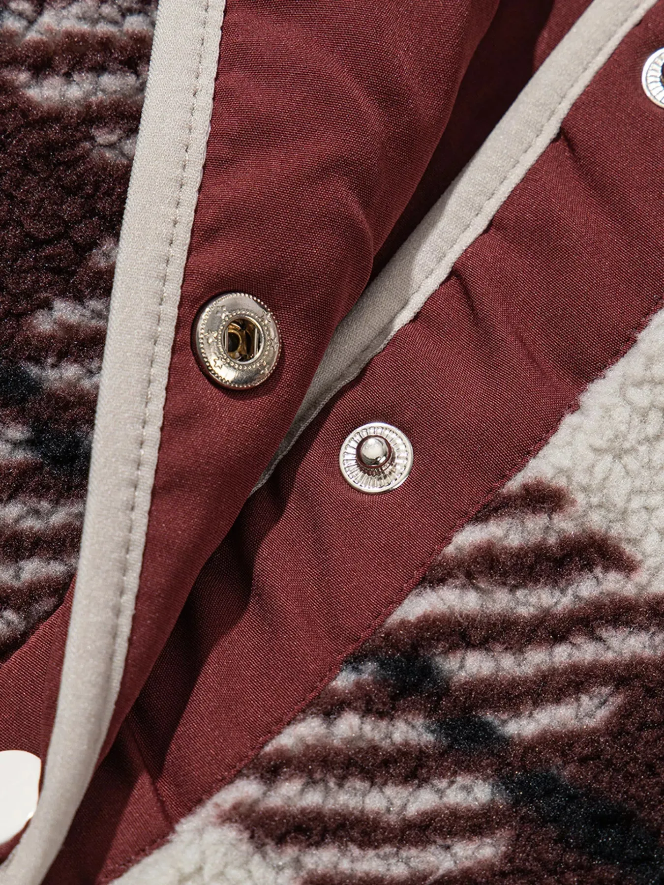 Plaid Buttoned Stand Collar Fleece Jacket sold by Charming Charlie product image thumbnail 3