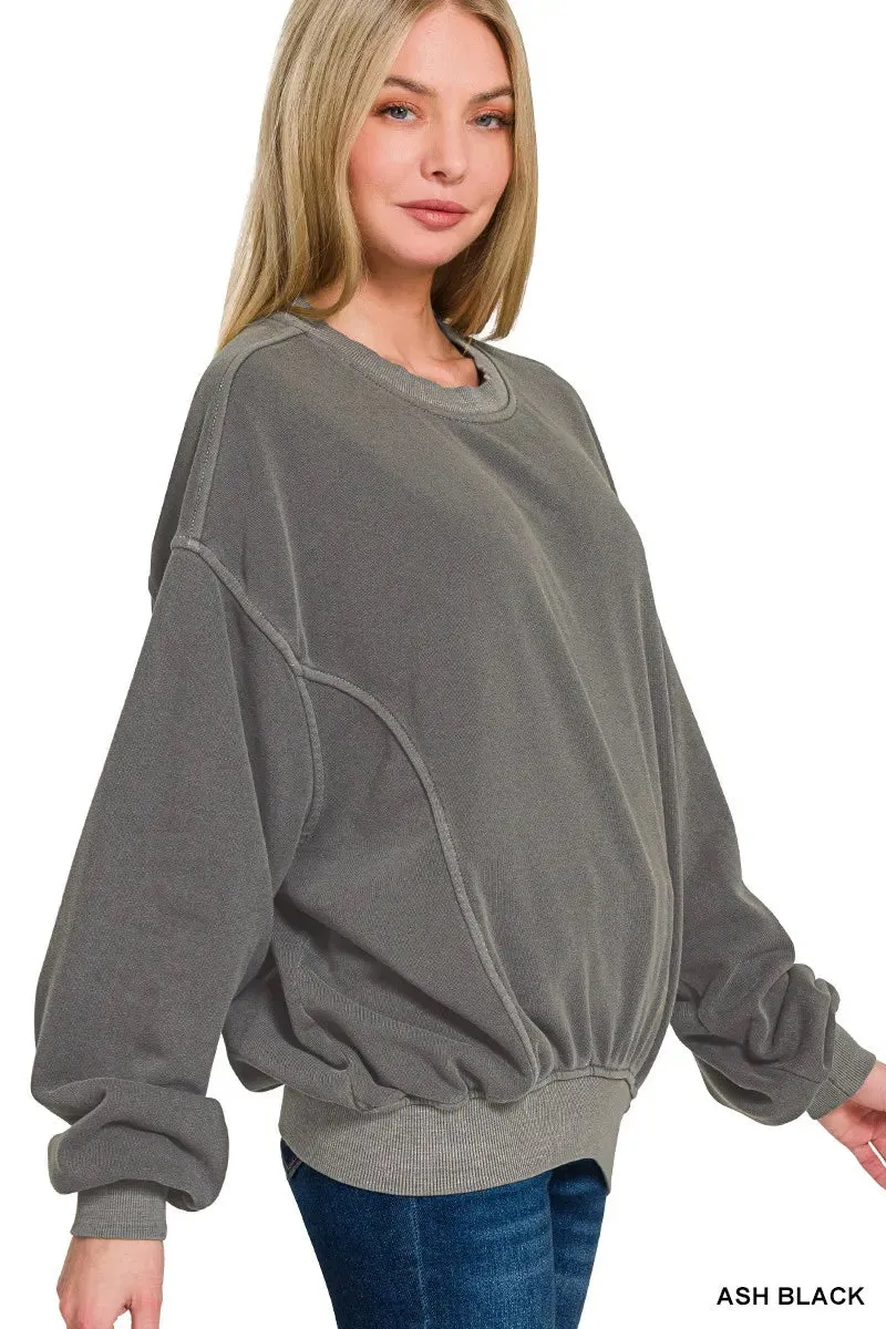 Zenana Soft Fleece Pigment Dye Pullover sold by Charming Charlie product image thumbnail 2