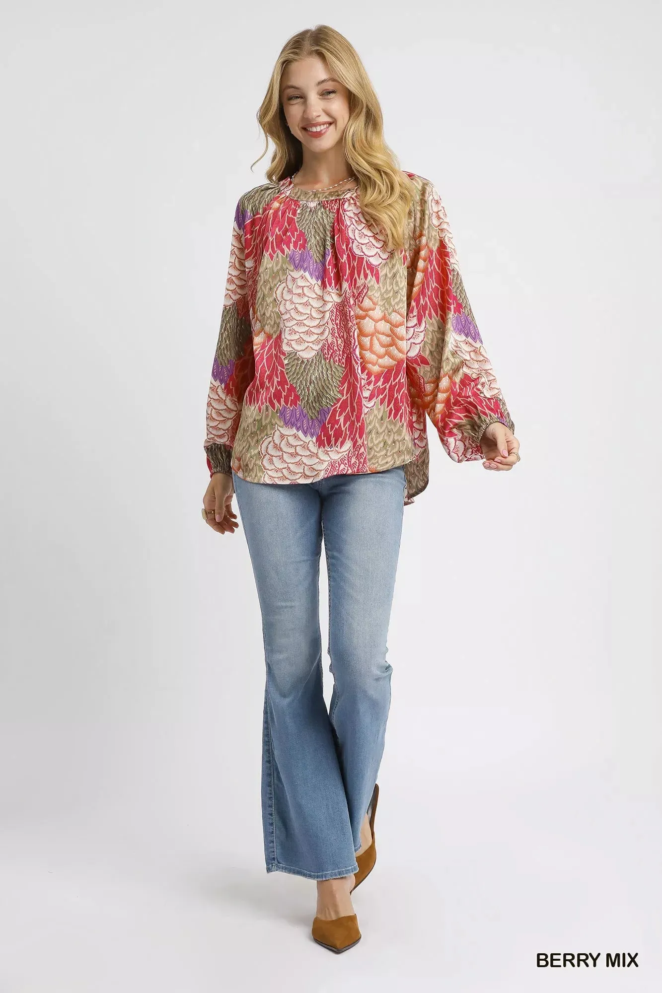 Umgee Boho Feather Print Peasant Blouse sold by Charming Charlie product image thumbnail 5