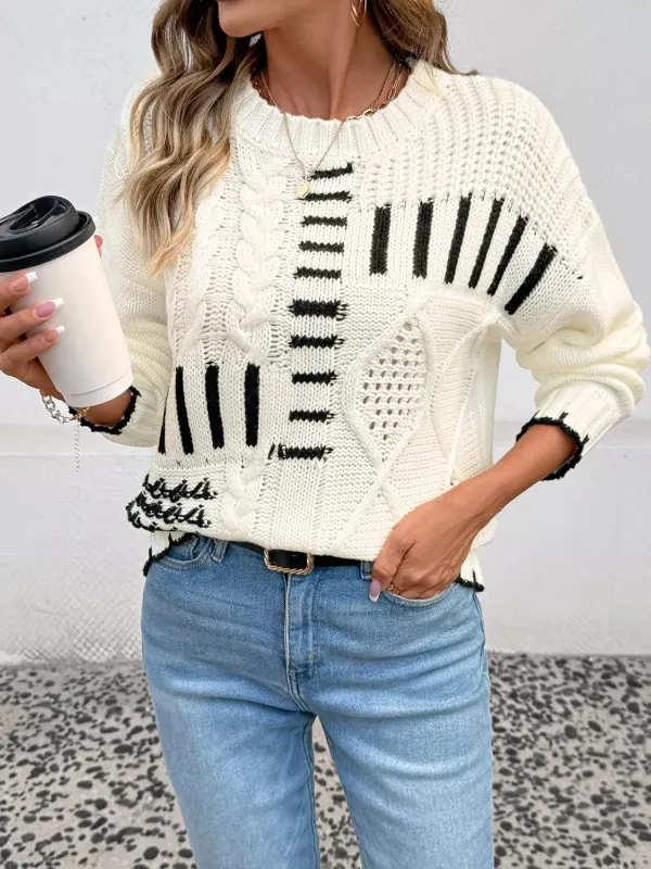 Cable Knit Round Neck Sweater sold by Charming Charlie