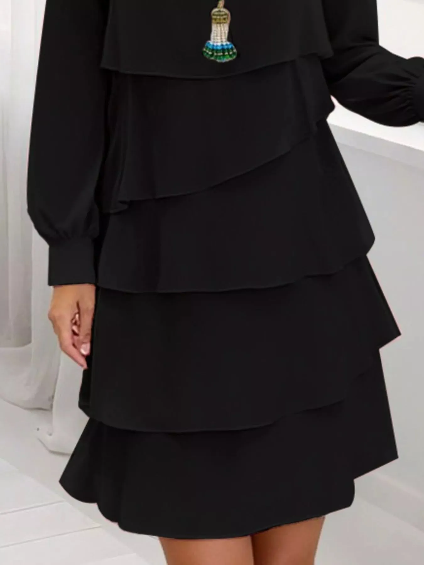 Full Size Layered Long Sleeve Mini Dress Plus Size sold by Charming Charlie product image thumbnail 2