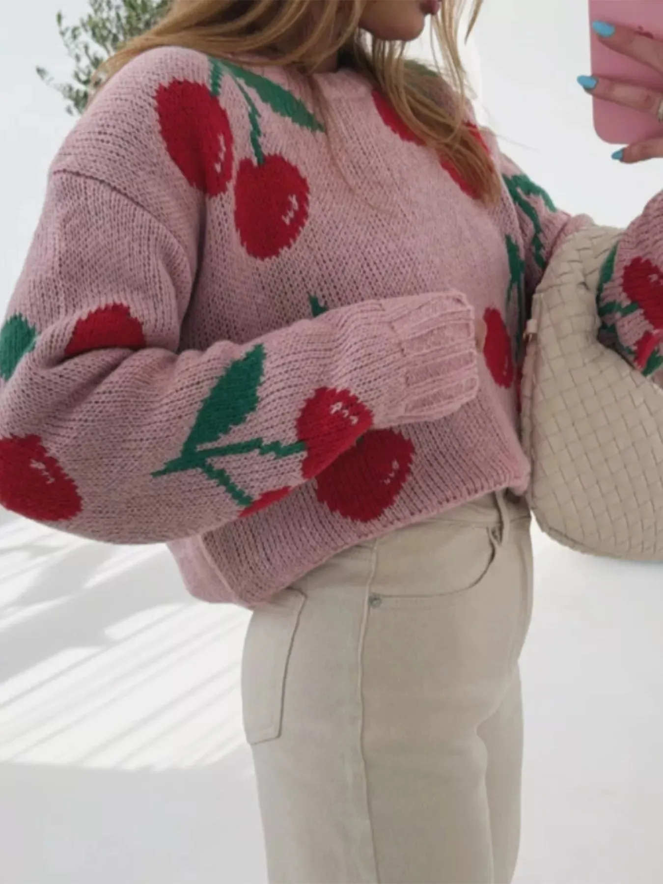 Cherry Pattern Long Sleeve Sweater sold by Charming Charlie product image thumbnail 5