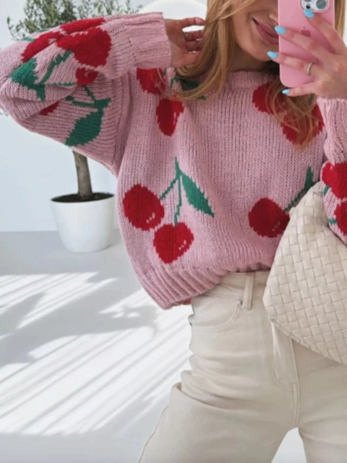 Cherry Pattern Long Sleeve Sweater sold by Charming Charlie product image thumbnail 4