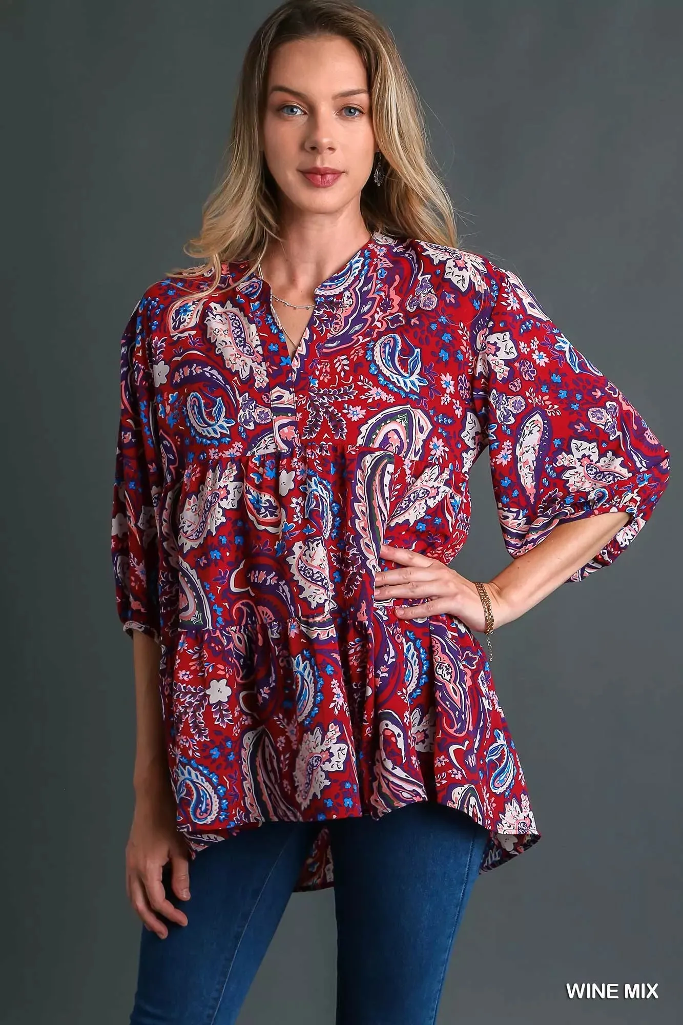 Umgee Mix Paisley Boho Tunic Blouse sold by Charming Charlie