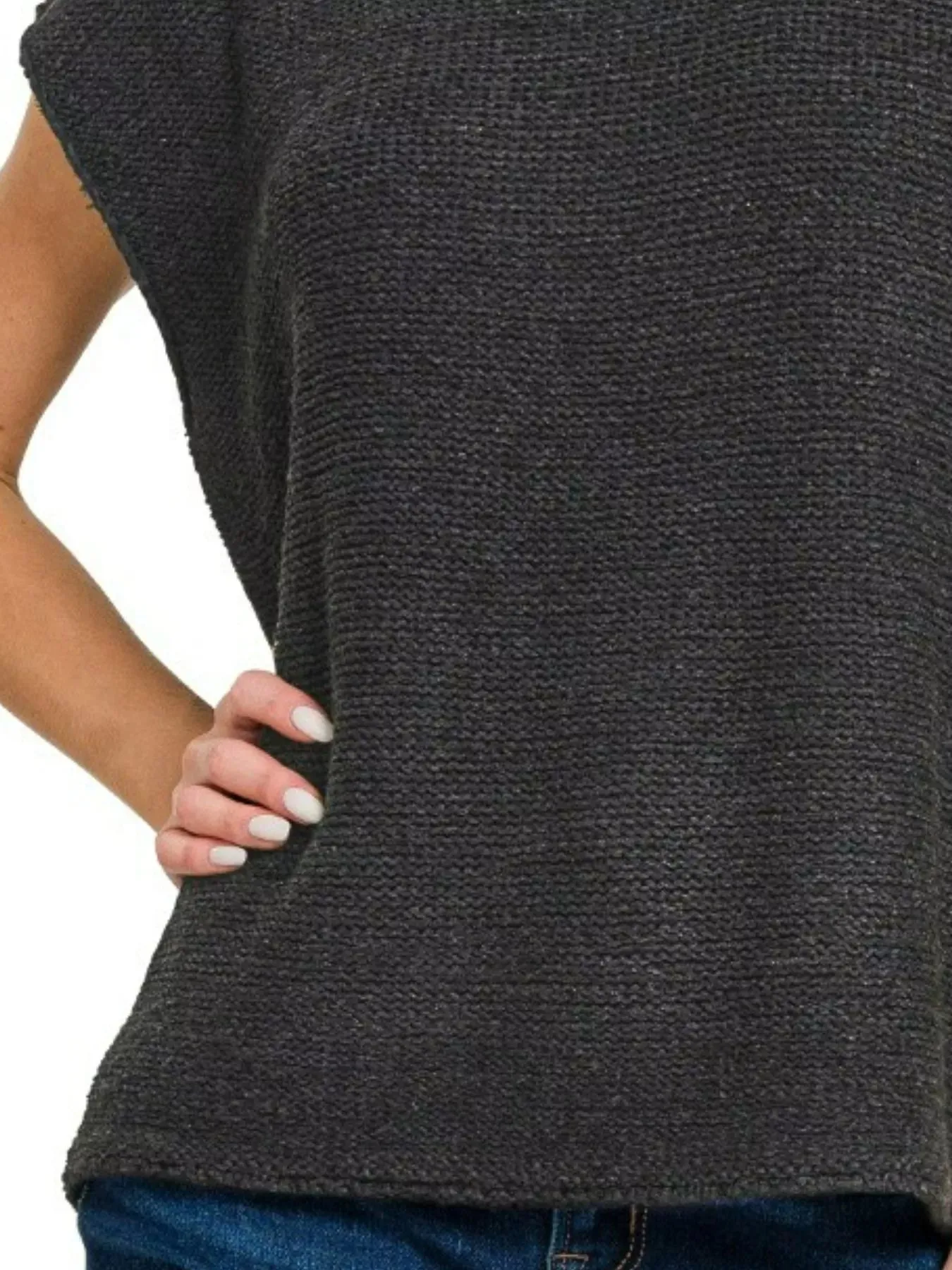 Zenana Oversized Crew Neck Sweater Vest sold by Charming Charlie product image thumbnail 3