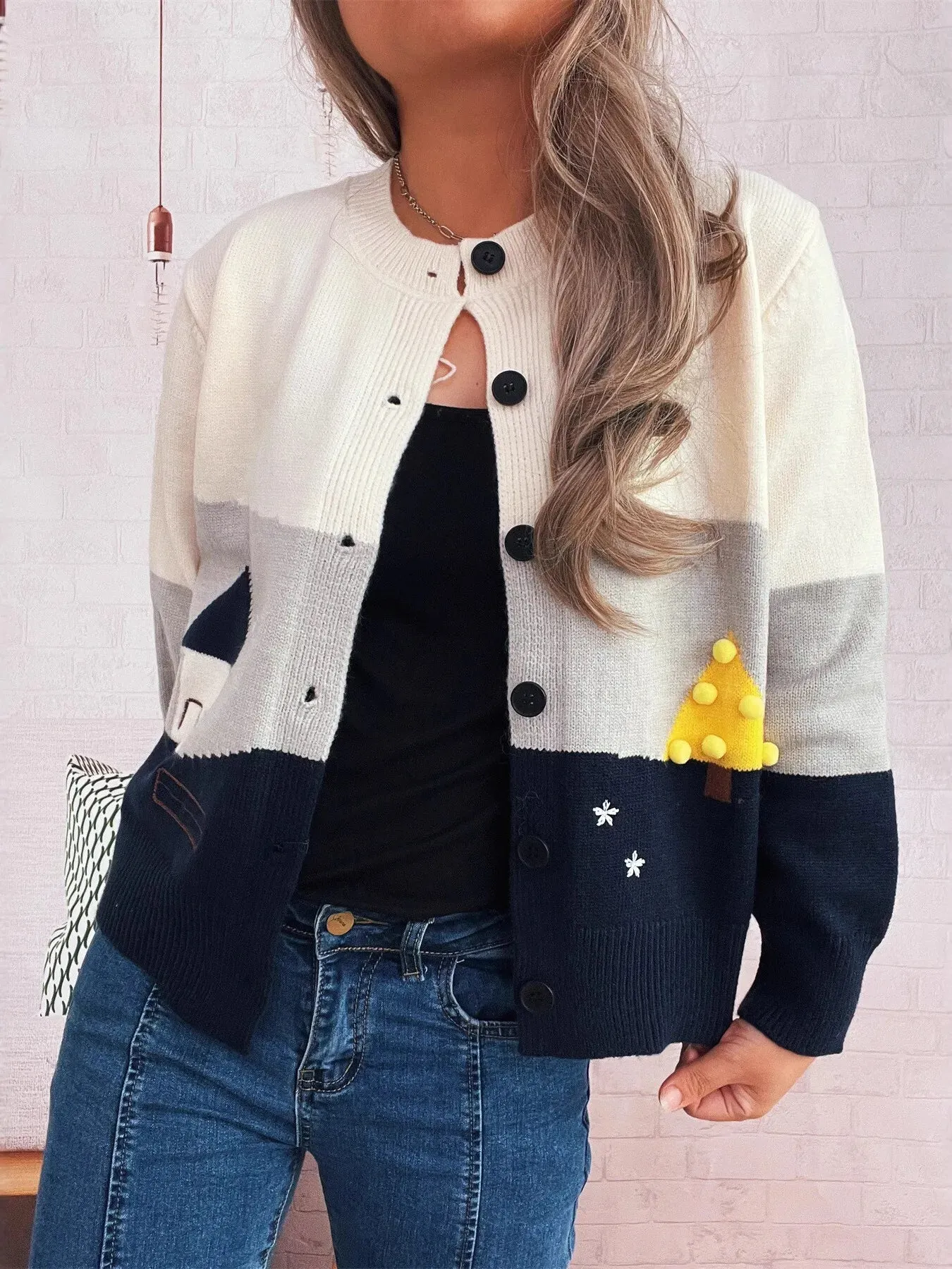 Color Block Button-Up Cardigan sold by Charming Charlie product image thumbnail 2