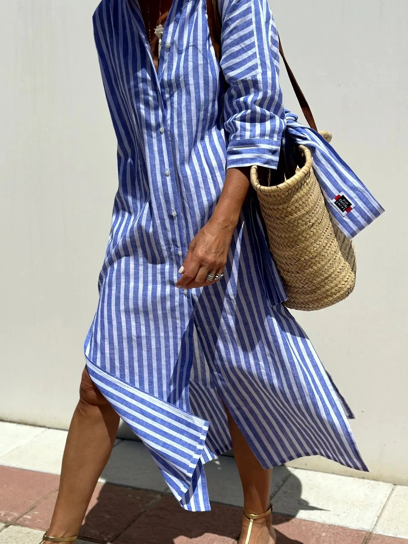 Striped Long Sleeve Shirt Dress sold by Charming Charlie product image thumbnail 3