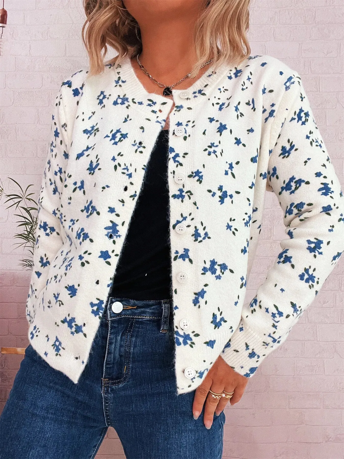 Floral Button-Up Long Sleeve Cardigan sold by Charming Charlie product image thumbnail 3