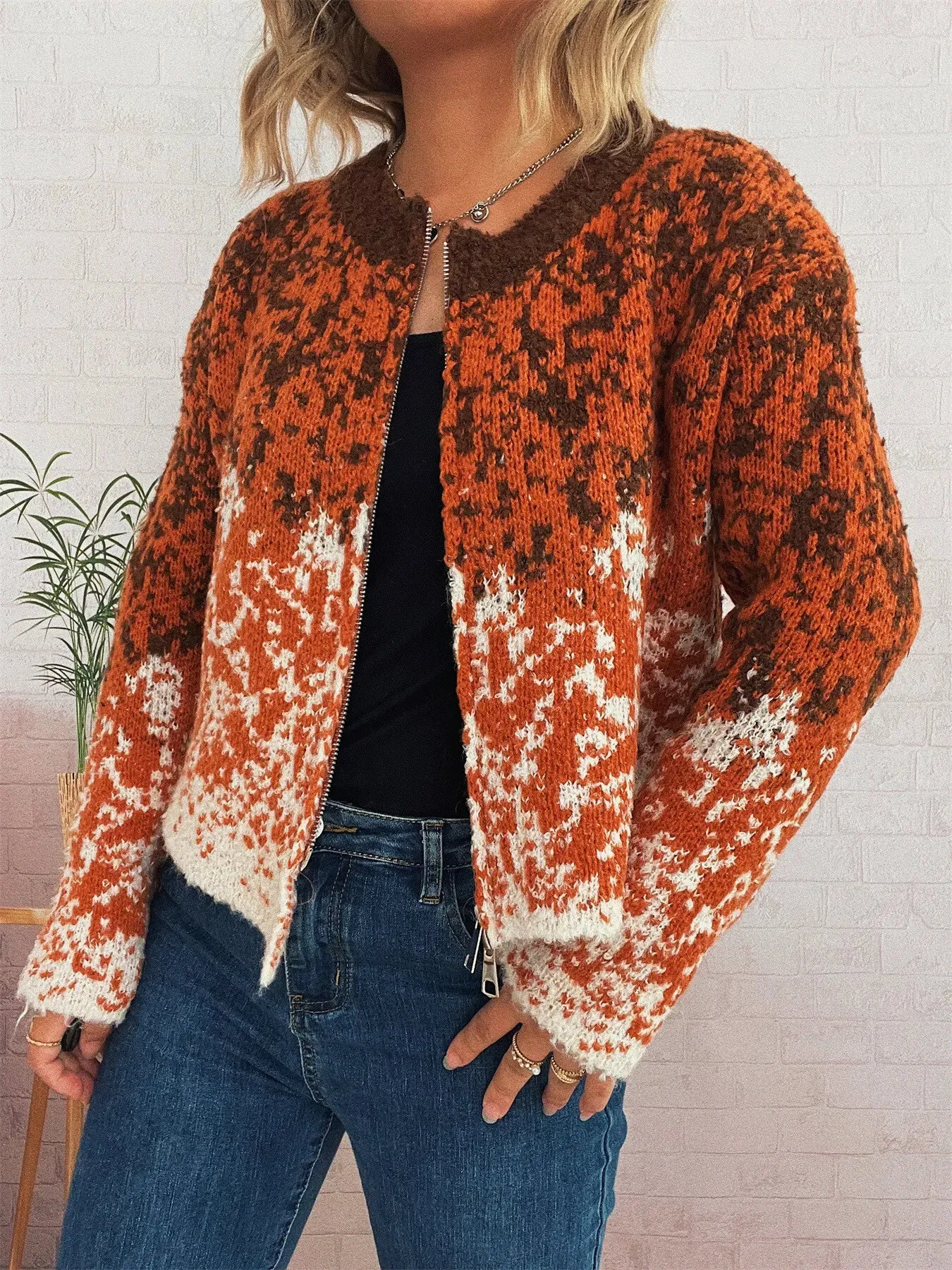 Asymmetrical Hem Zip Up Cardigan sold by Charming Charlie product image thumbnail 2