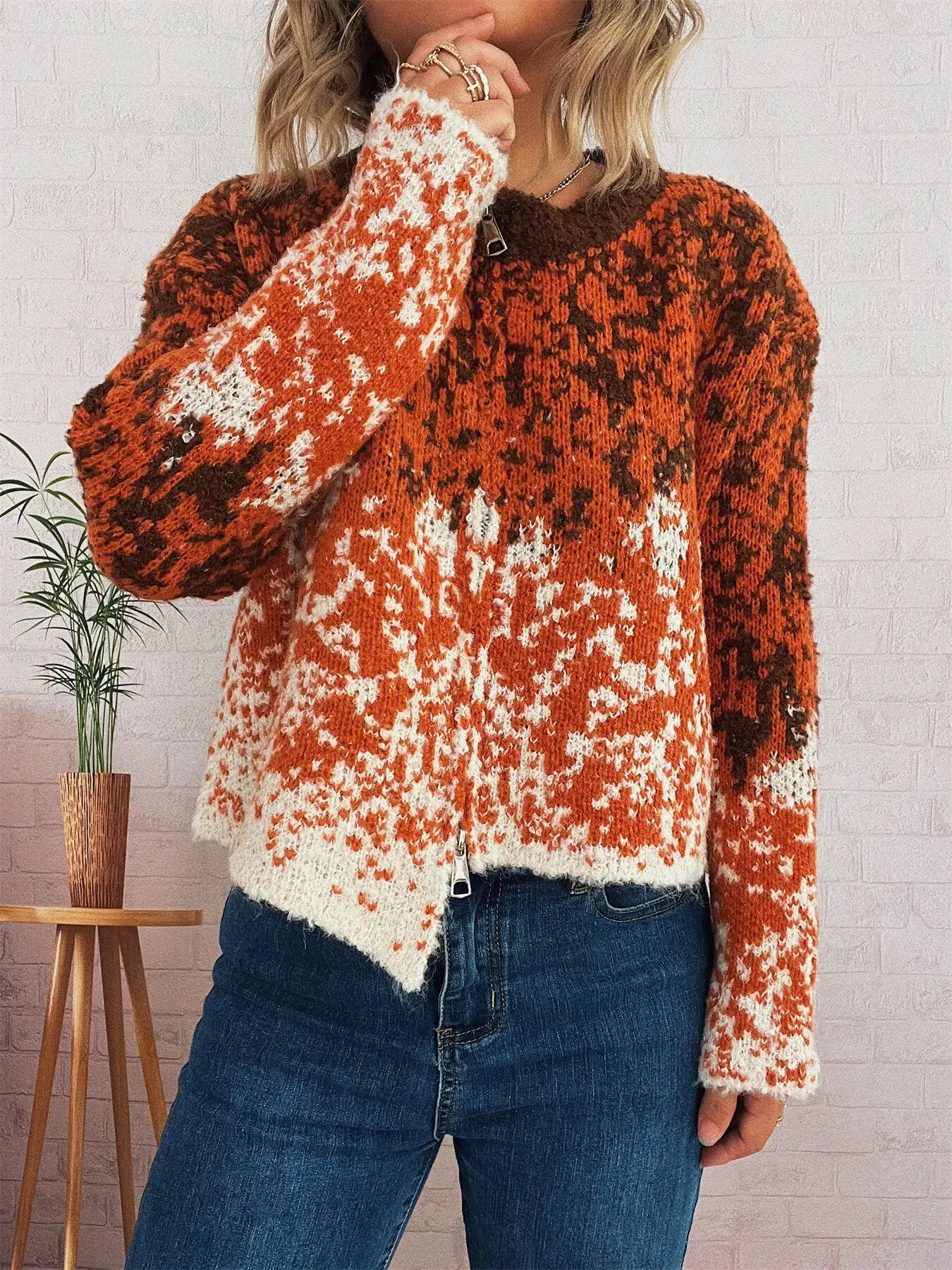 Asymmetrical Hem Zip Up Cardigan sold by Charming Charlie product image thumbnail 3