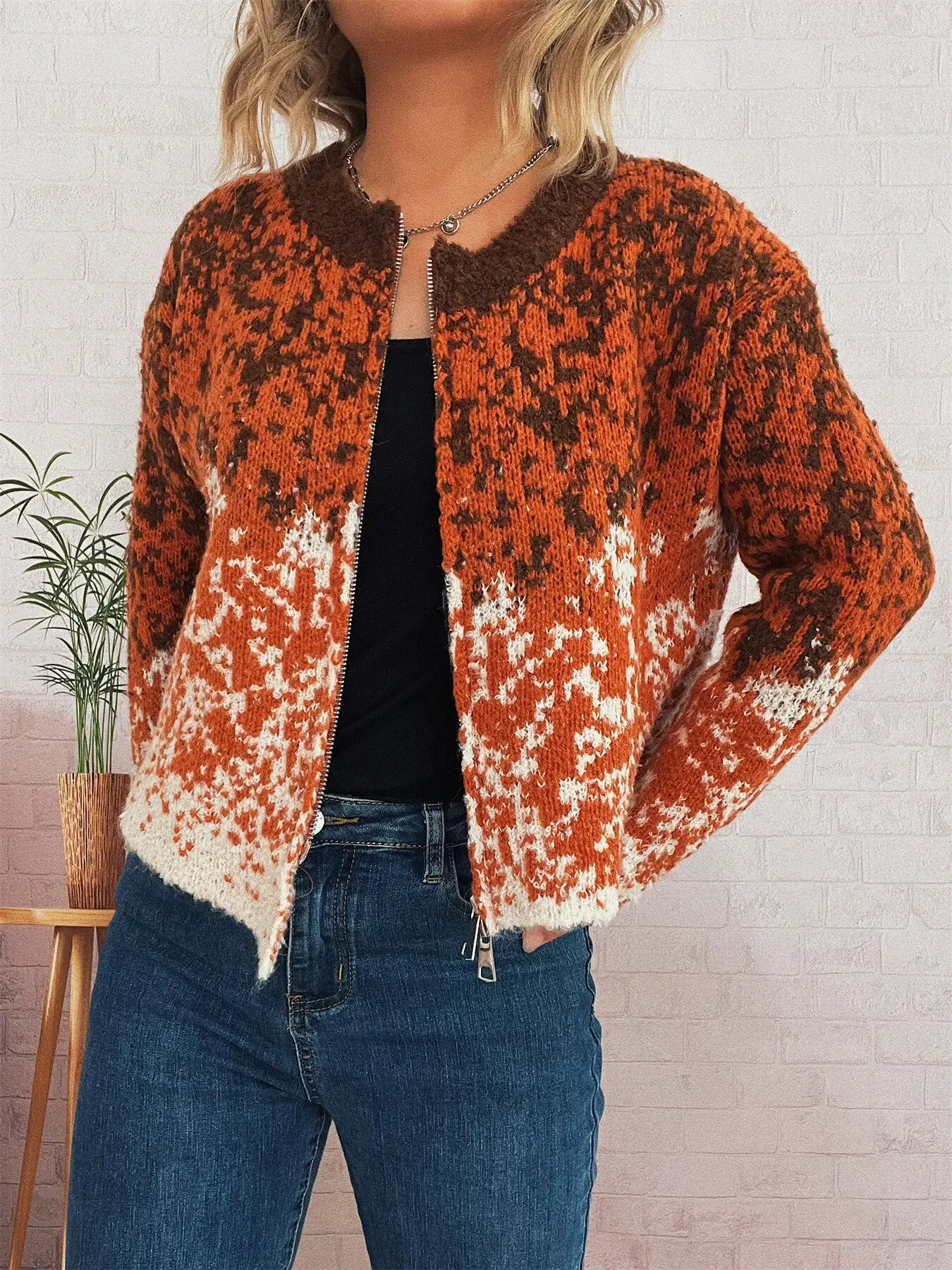 Asymmetrical Hem Zip Up Cardigan sold by Charming Charlie product image thumbnail 4