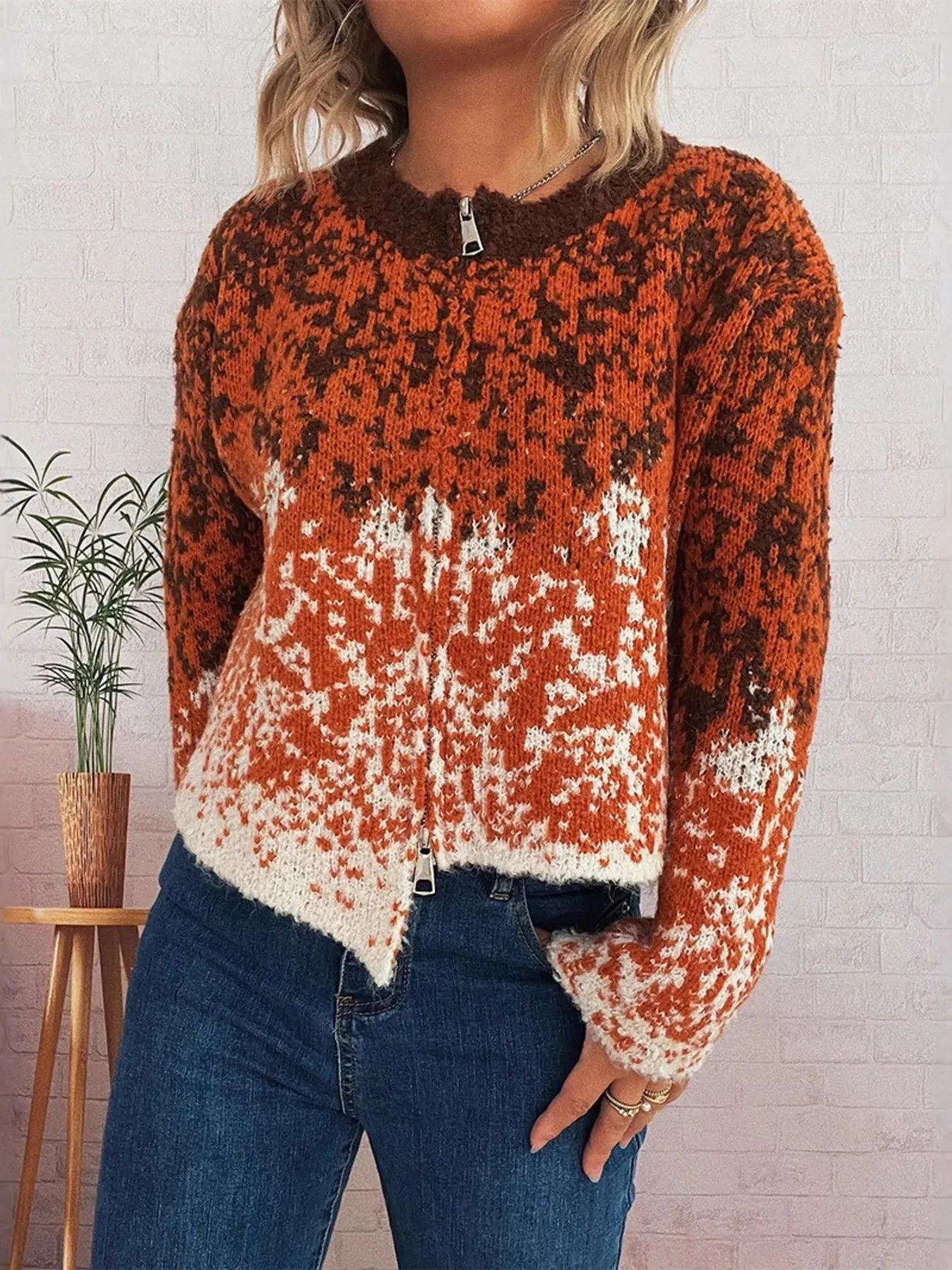 Asymmetrical Hem Zip Up Cardigan sold by Charming Charlie