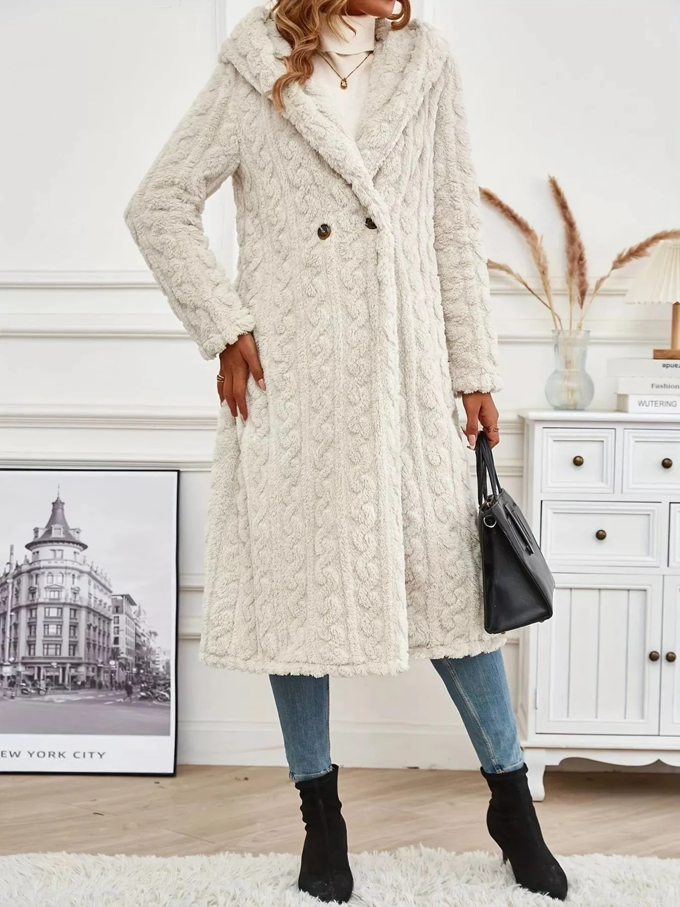 Sherpa Longline Hooded Coat sold by Charming Charlie