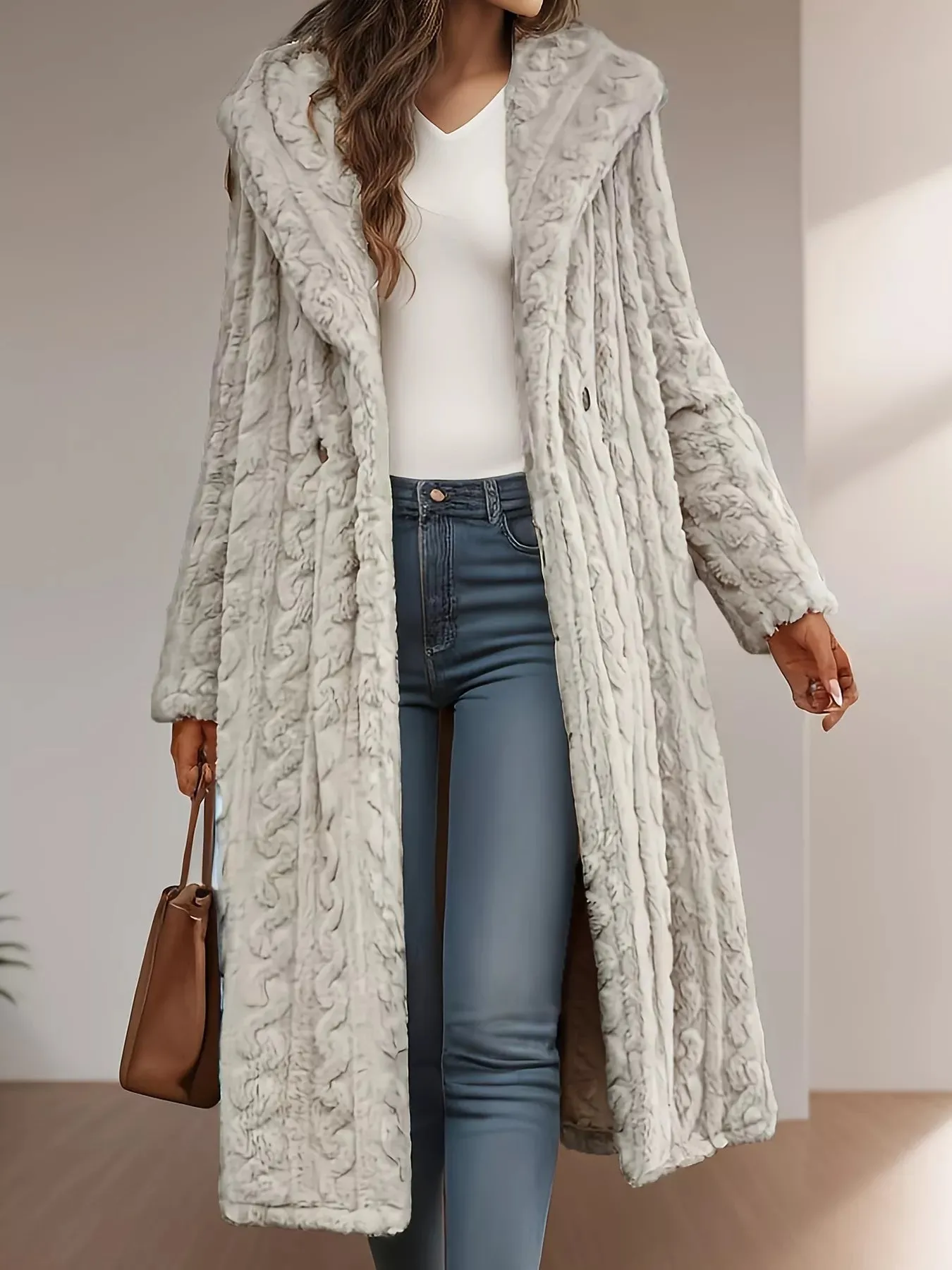 Sherpa Longline Hooded Coat sold by Charming Charlie product image thumbnail 5