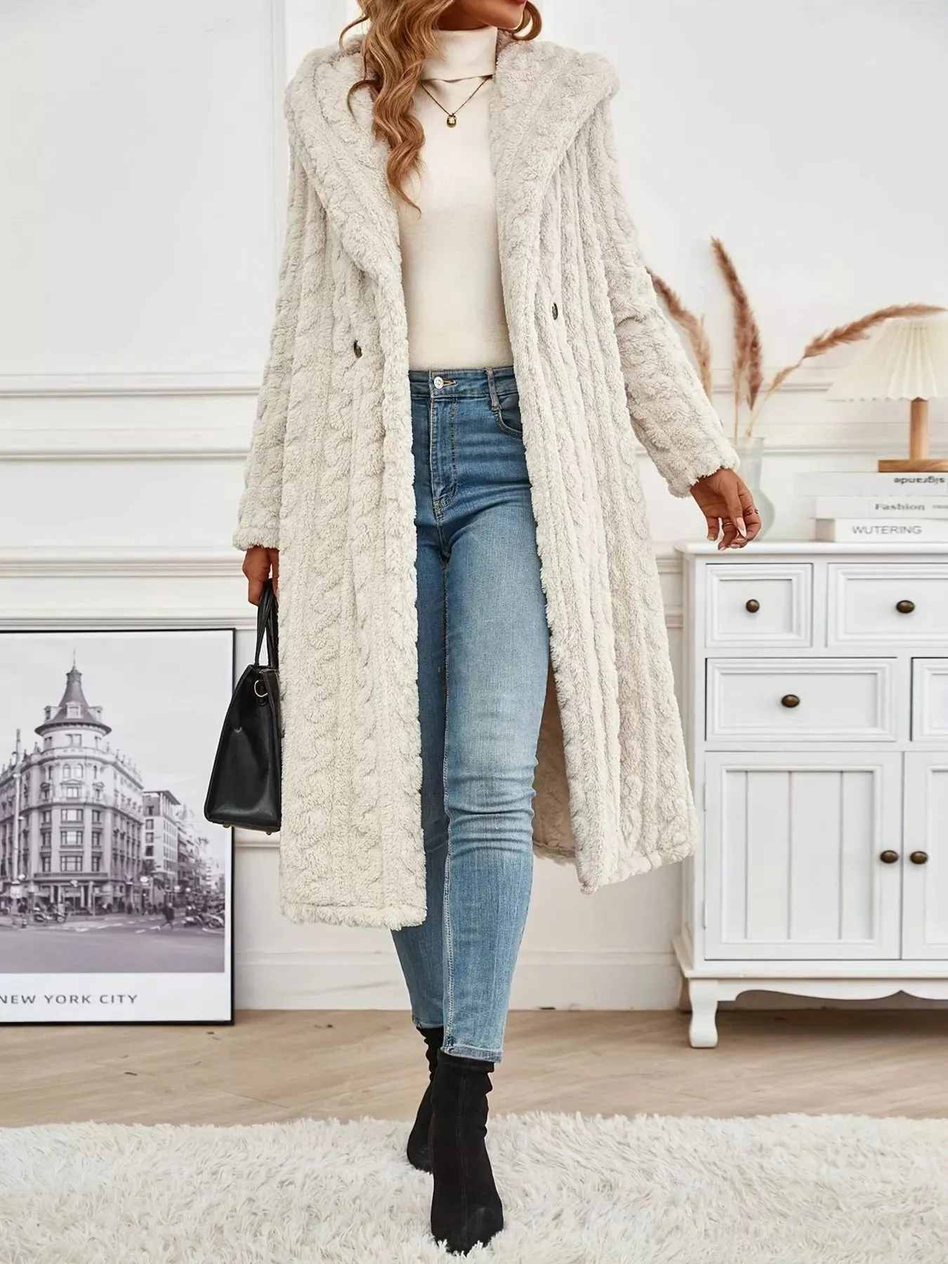 Sherpa Longline Hooded Coat sold by Charming Charlie product image thumbnail 2