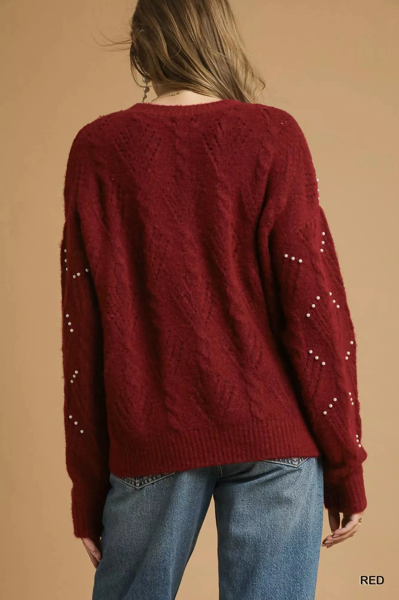 Umgee Pearl-Embellished Long Sleeve Sweater sold by Charming Charlie product image thumbnail 4