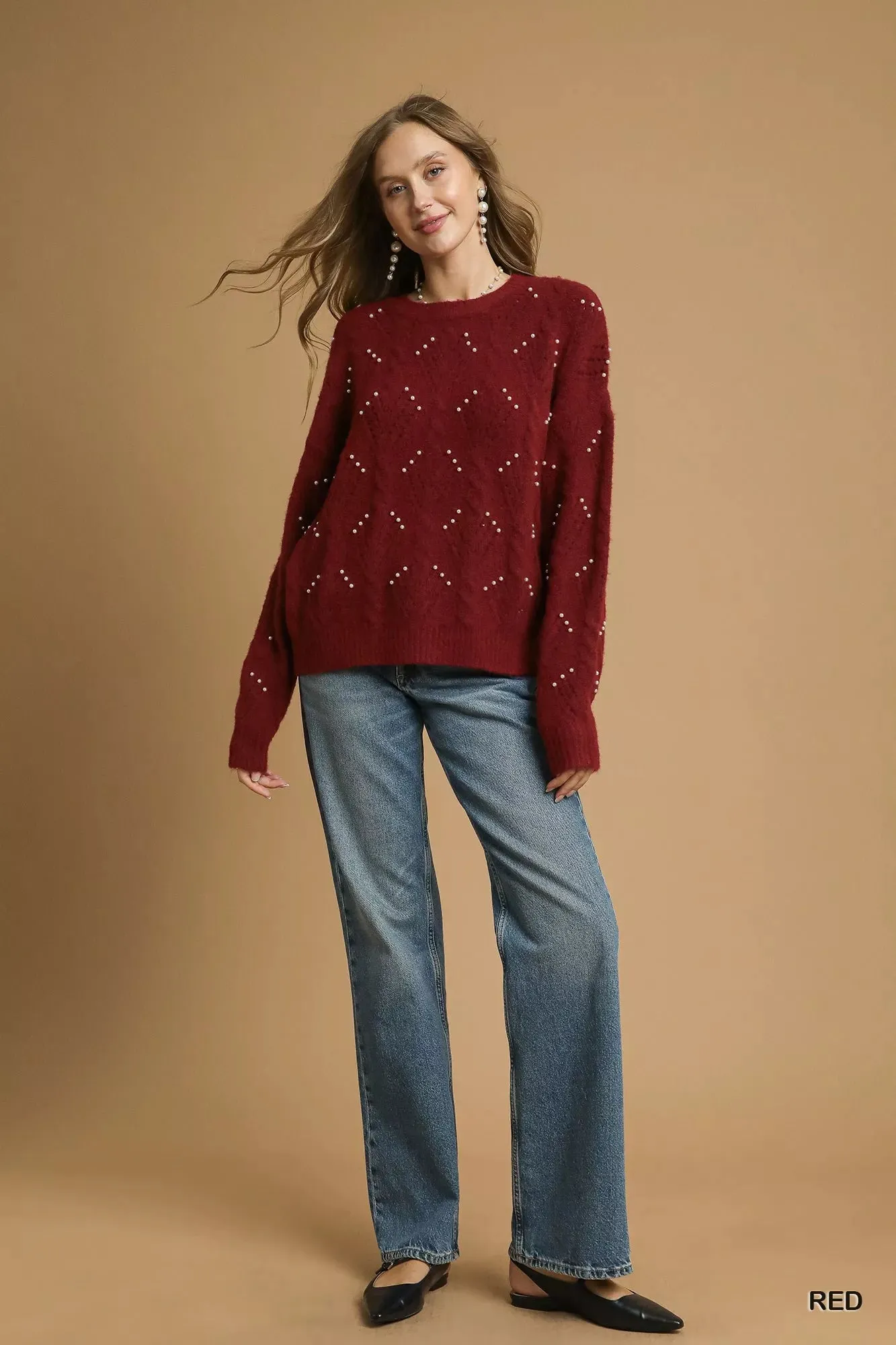 Umgee Pearl-Embellished Long Sleeve Sweater sold by Charming Charlie product image thumbnail 5
