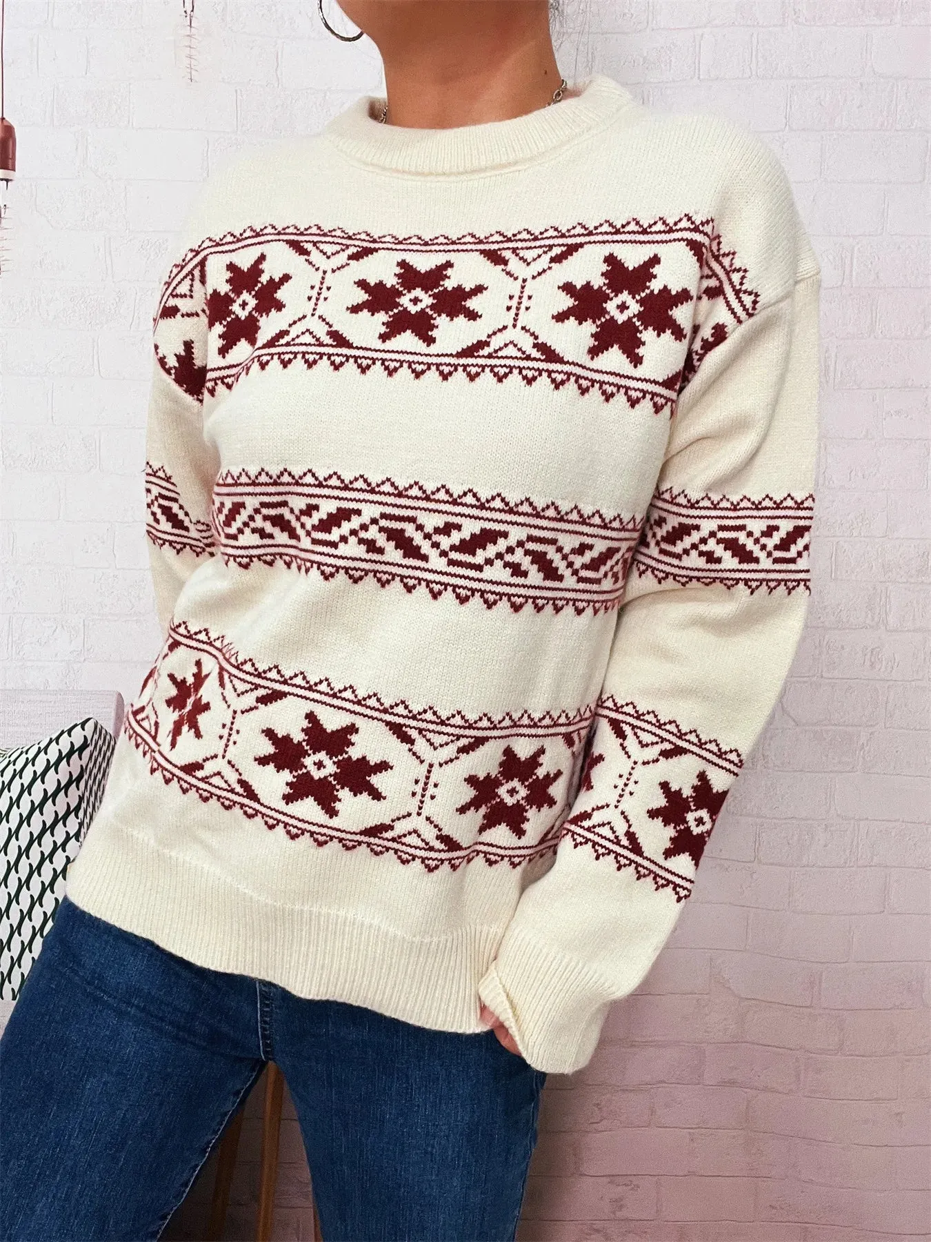 Christmas Snowflake Round Neck Sweater sold by Charming Charlie product image thumbnail 2