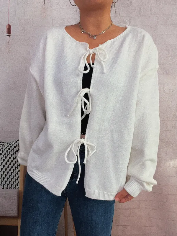 Tie Front Drop Shoulder Cardigan sold by Charming Charlie
