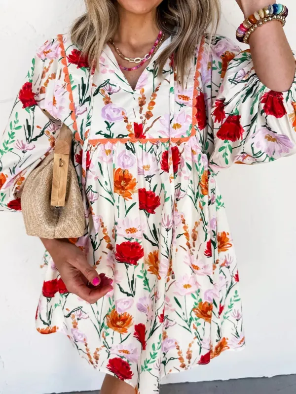 Floral Print 3/4 Sleeve Mini Dress sold by Charming Charlie