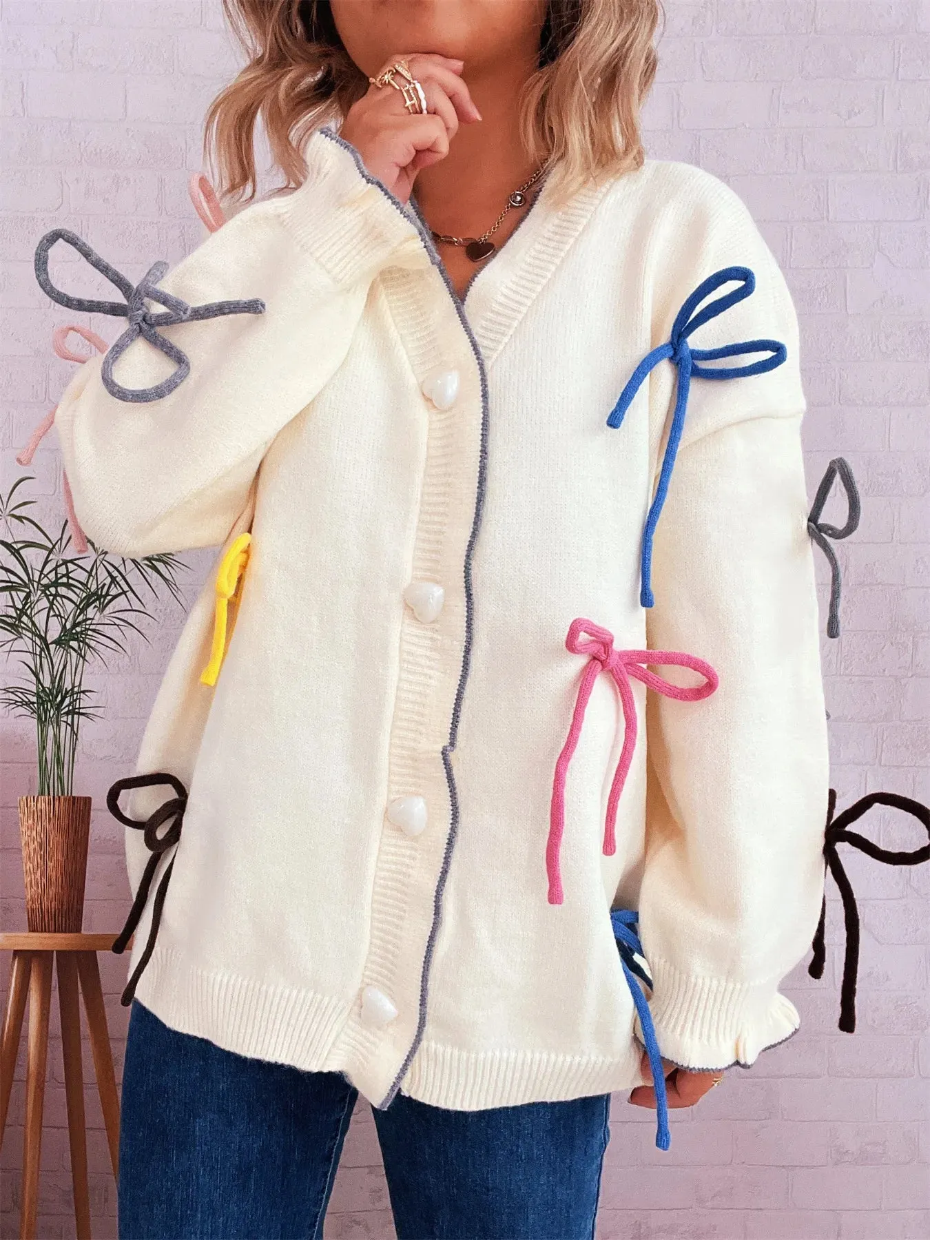 Bow Tie Button Up Cardigan sold by Charming Charlie product image thumbnail 5