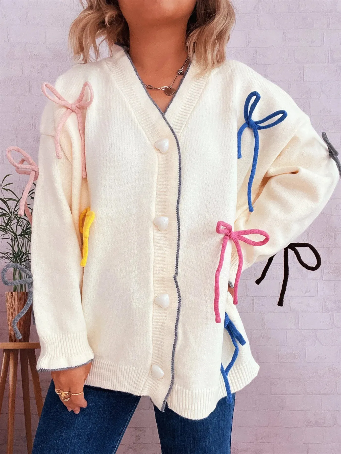 Bow Tie Button Up Cardigan sold by Charming Charlie product image thumbnail 2