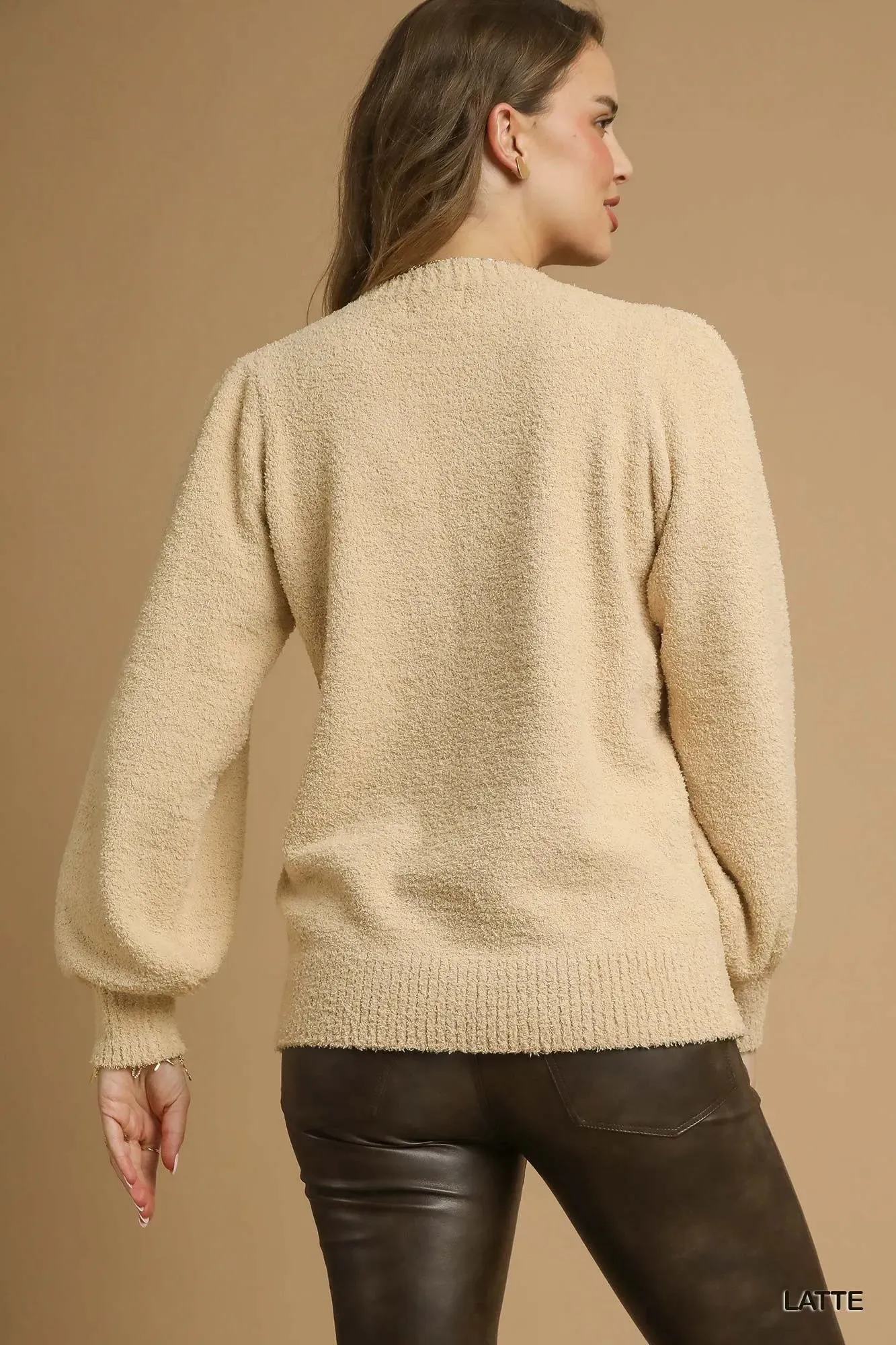 Umgee Textured Long Sleeve Sweater with Ribbed Trim sold by Charming Charlie product image thumbnail 3
