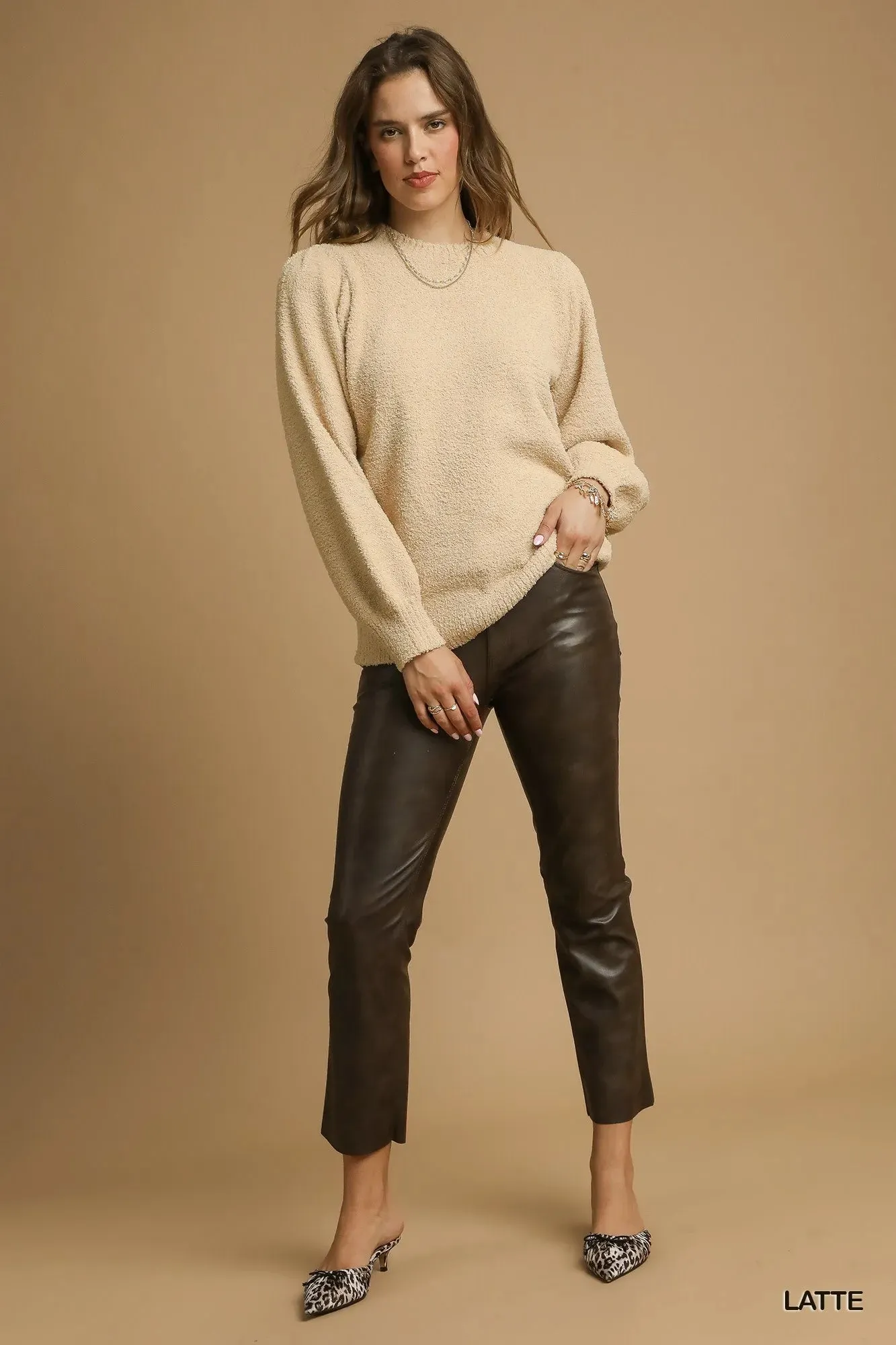 Umgee Textured Long Sleeve Sweater with Ribbed Trim sold by Charming Charlie product image thumbnail 4